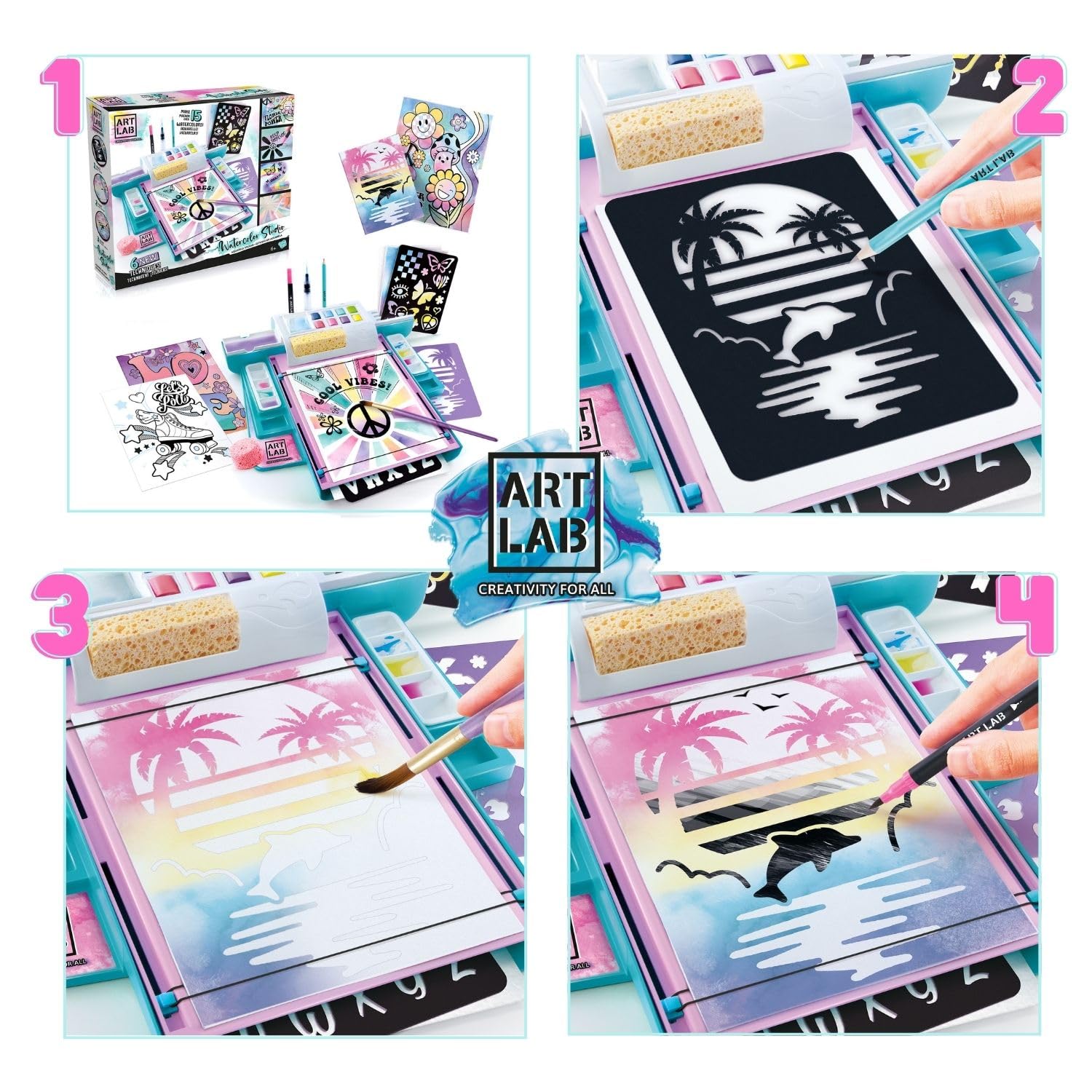 Art Lab Watercolour Studio - Compact Workstation | 8 Paints (Up to 15 Colors) | 15 Sheets Paper 3