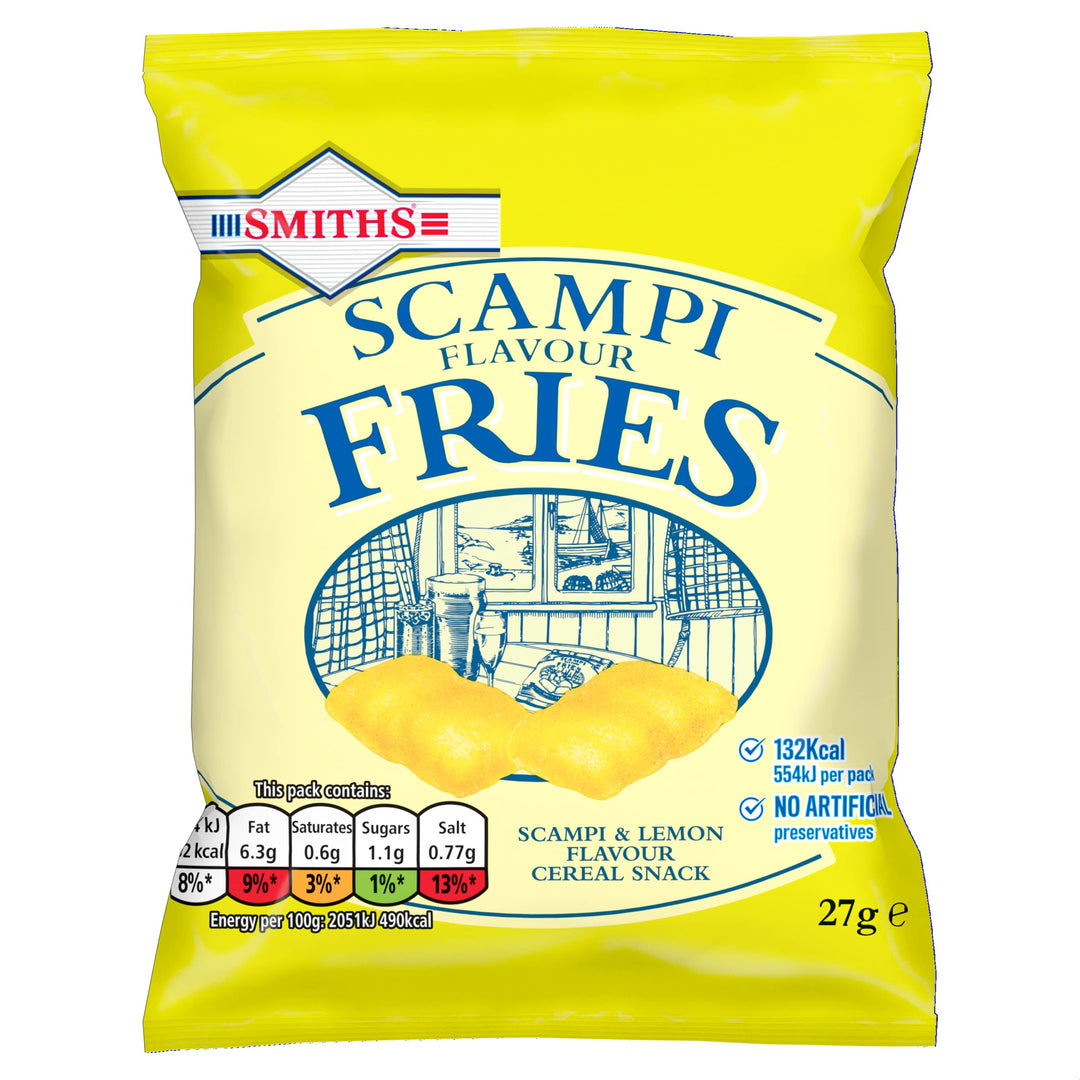 Smiths Savoury Selection Scampi & Lemon Fries 27g (Sheet of 24 Bags) - Vegetarian Pub Snack