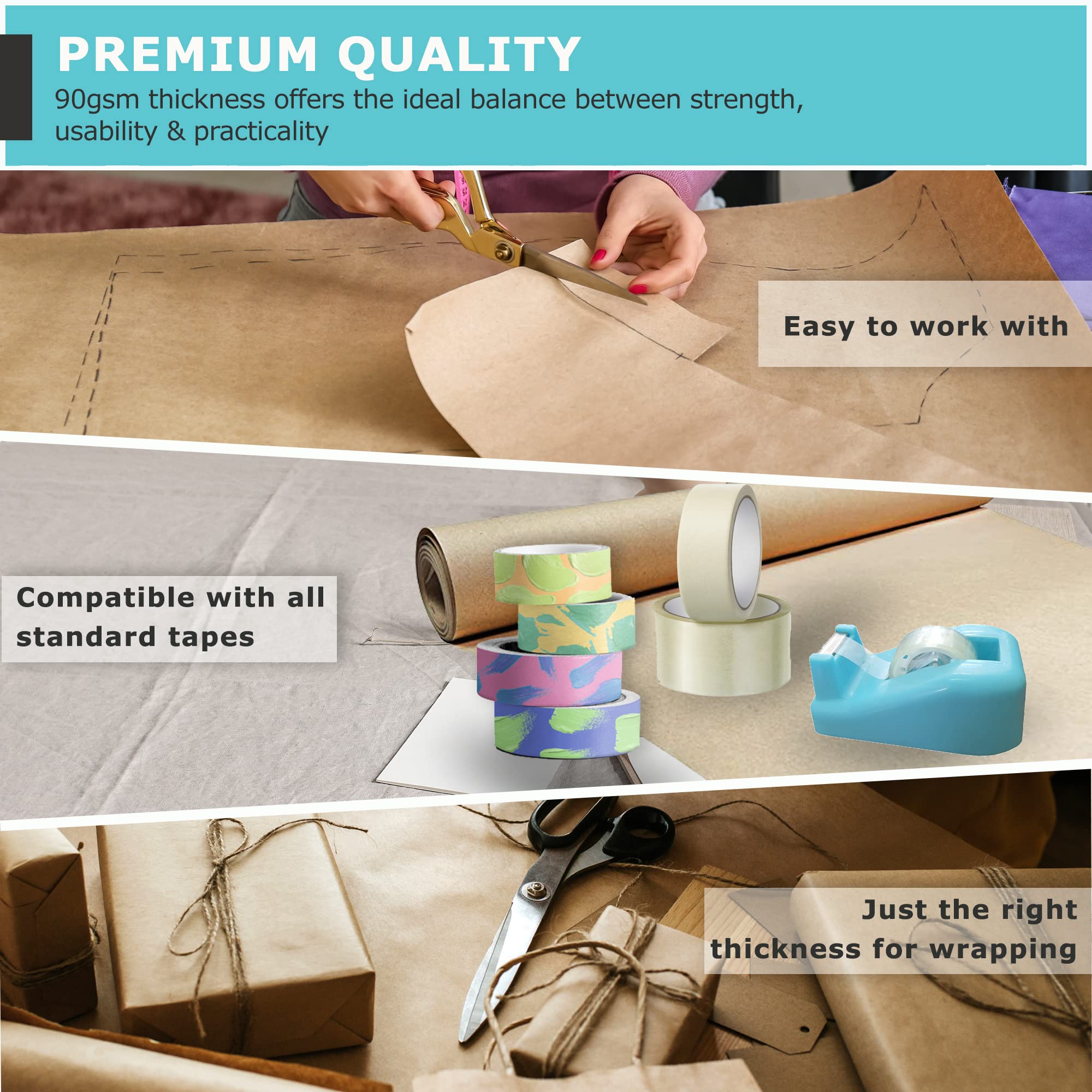 Triplast Brown ECO Kraft Paper Roll - 500mm x 50m | 90 gsm | Recycled Material 4