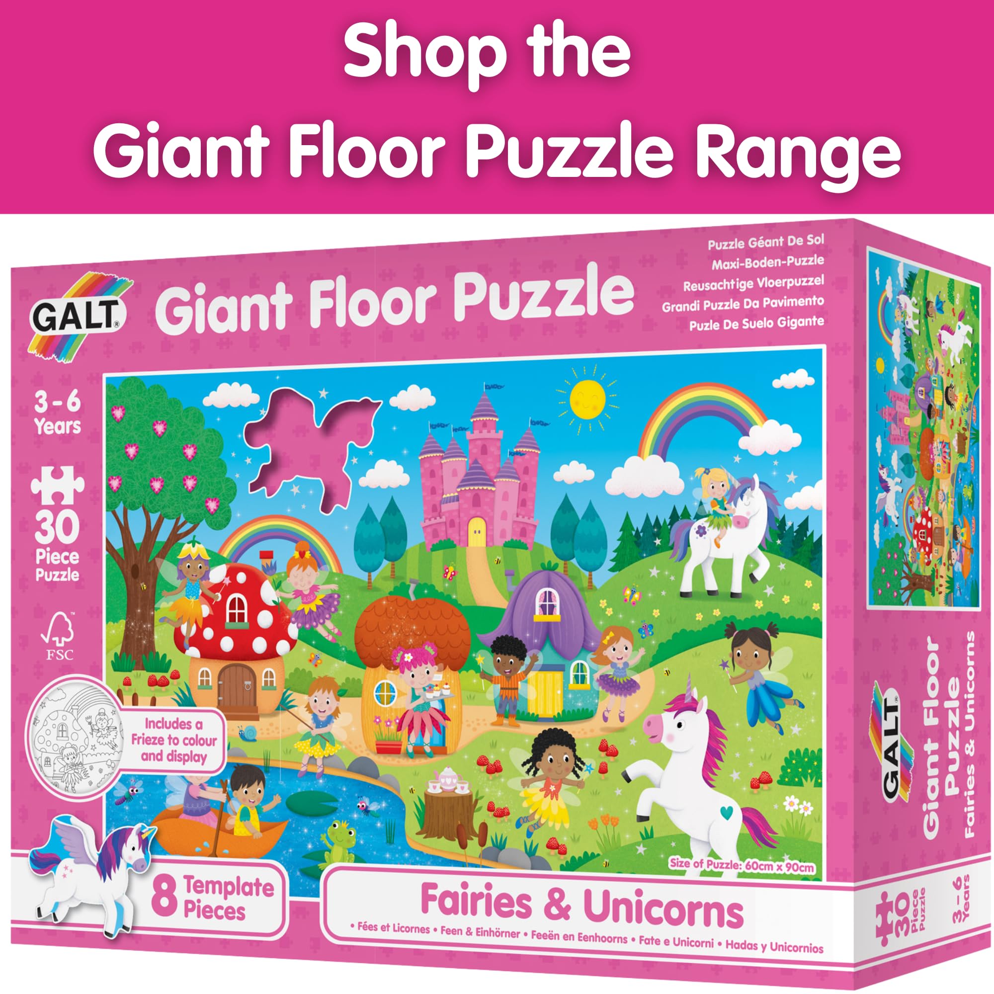 Galt Giant Floor Jigsaw Puzzle Fairies and Unicorns - 30-Piece Educational Puzzle for Kids Ages 3-6 5