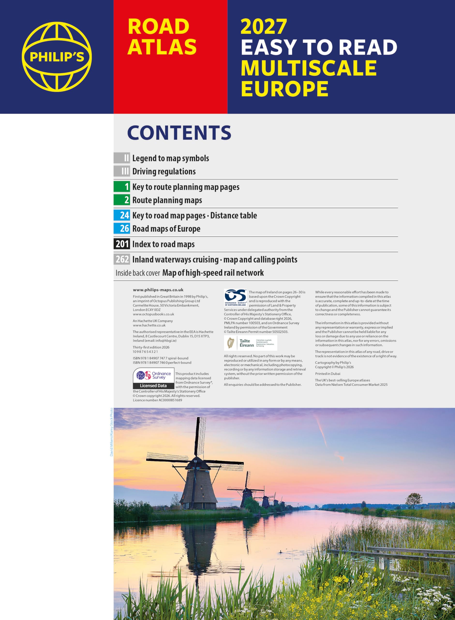 Philip's Philip's 2027 Easy to Read Multiscale Road Atlas of Europe - A4 Spiral Edition