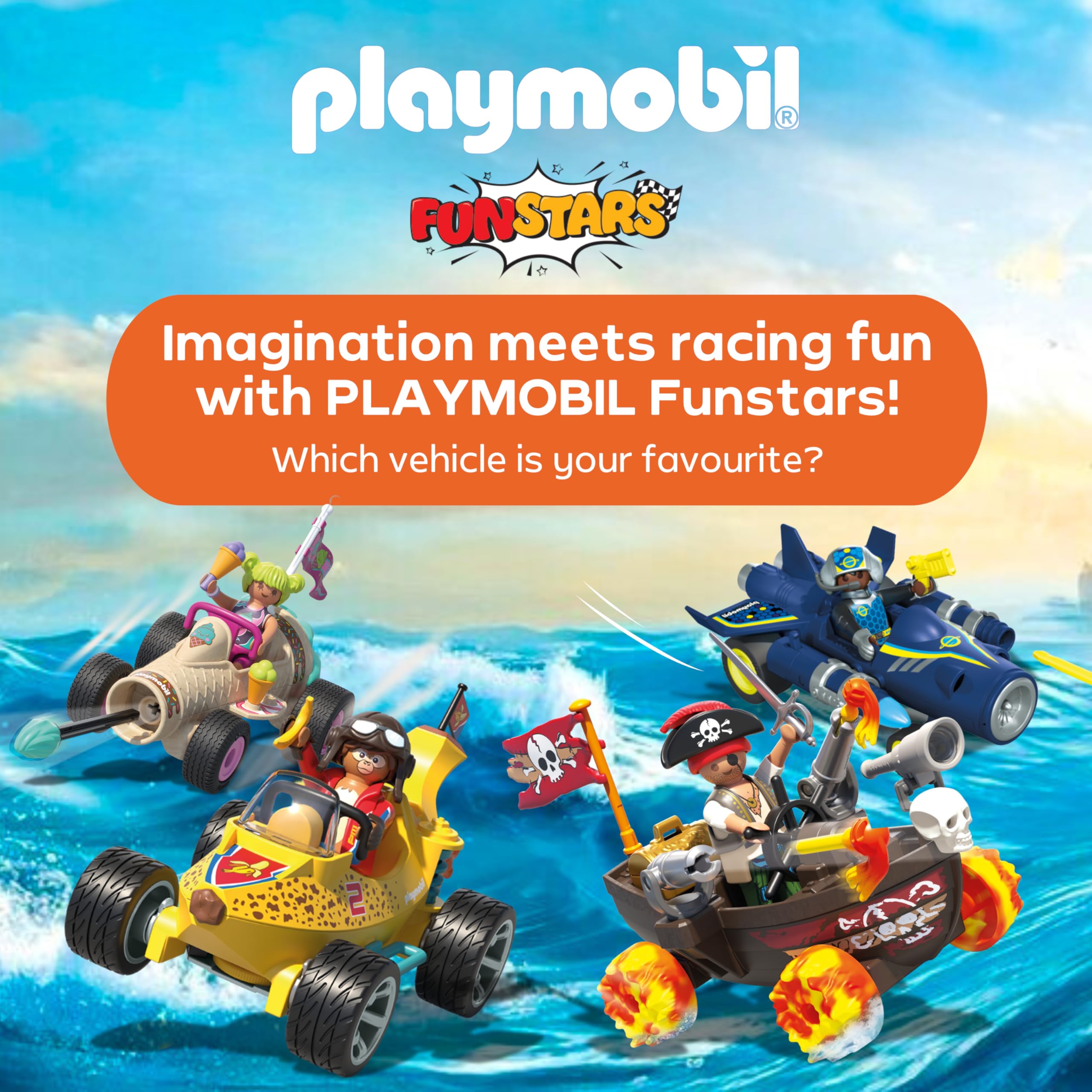 Playmobil Funstars Racing Pirate Boat - Action-Packed Pirate Playset for Kids4+ 13