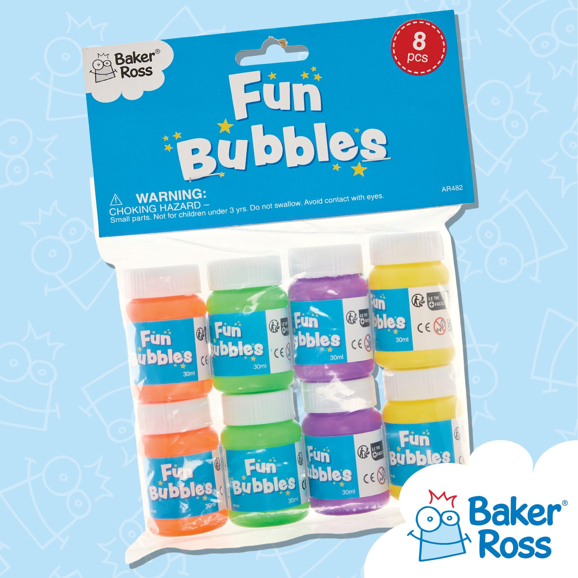 Baker Ross Mini Blow Bubbles - Pack of 8 Assorted Colors | Pocket-Sized Fun | Ideal for Parties 5