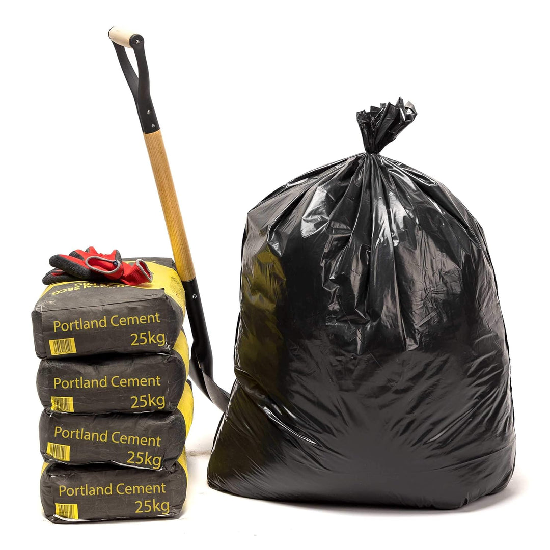 Relevo - Large Black Heavy Duty Bin Bags 150L, 100kg Weight Resistance, Weld-Free Rubble Sacks