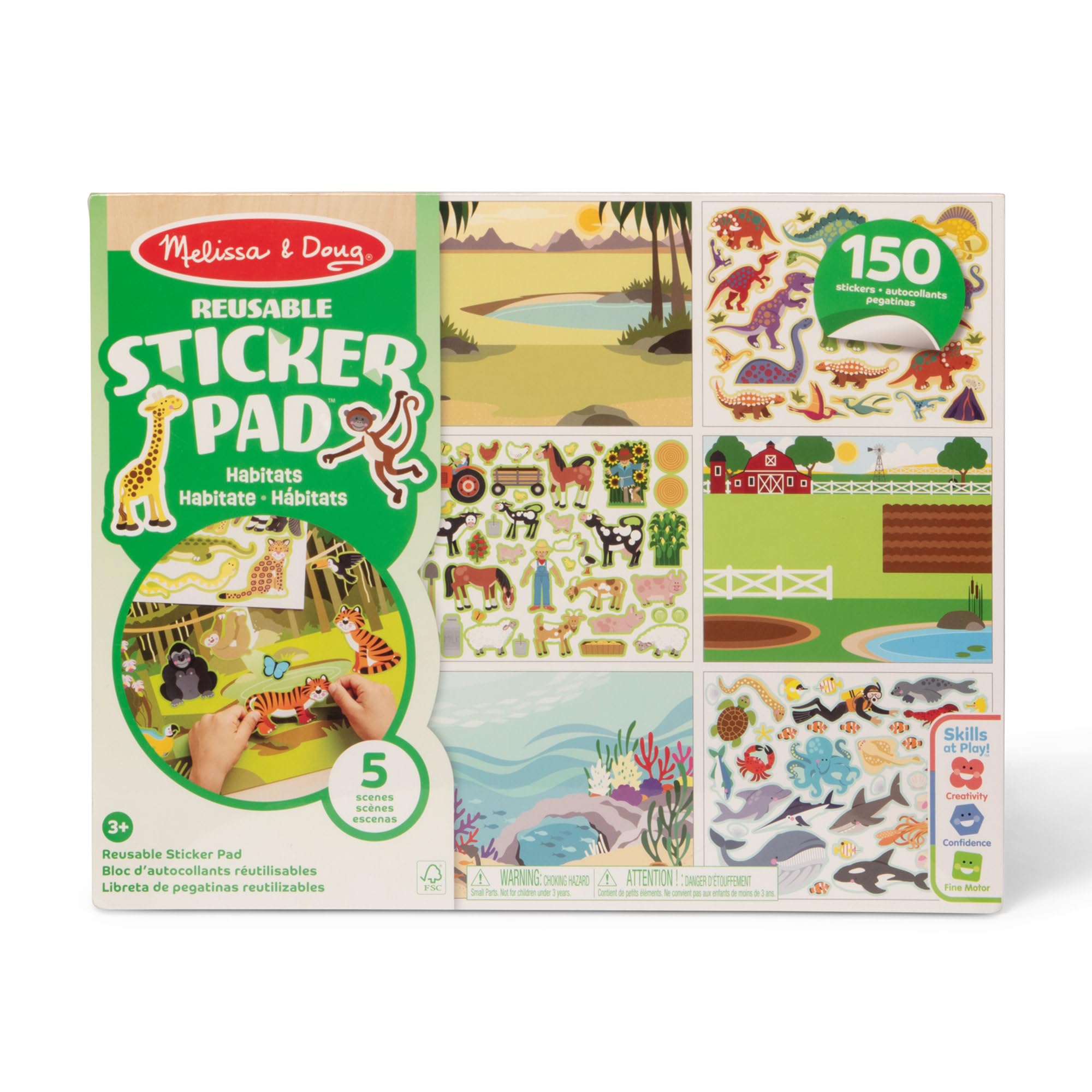 Melissa & Doug Habitats Reusable Sticker Pad - 150 Stickers & 5 Scenes - Educational Activity for Ages 3+ 7