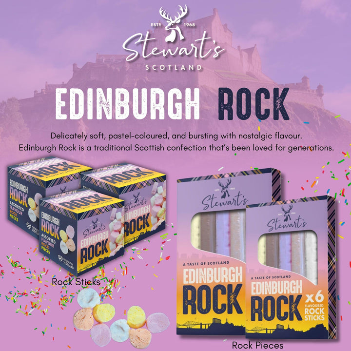 Stewart's Edinburgh Rock Sticks, 135g - Vegan Friendly Scottish Confectionery