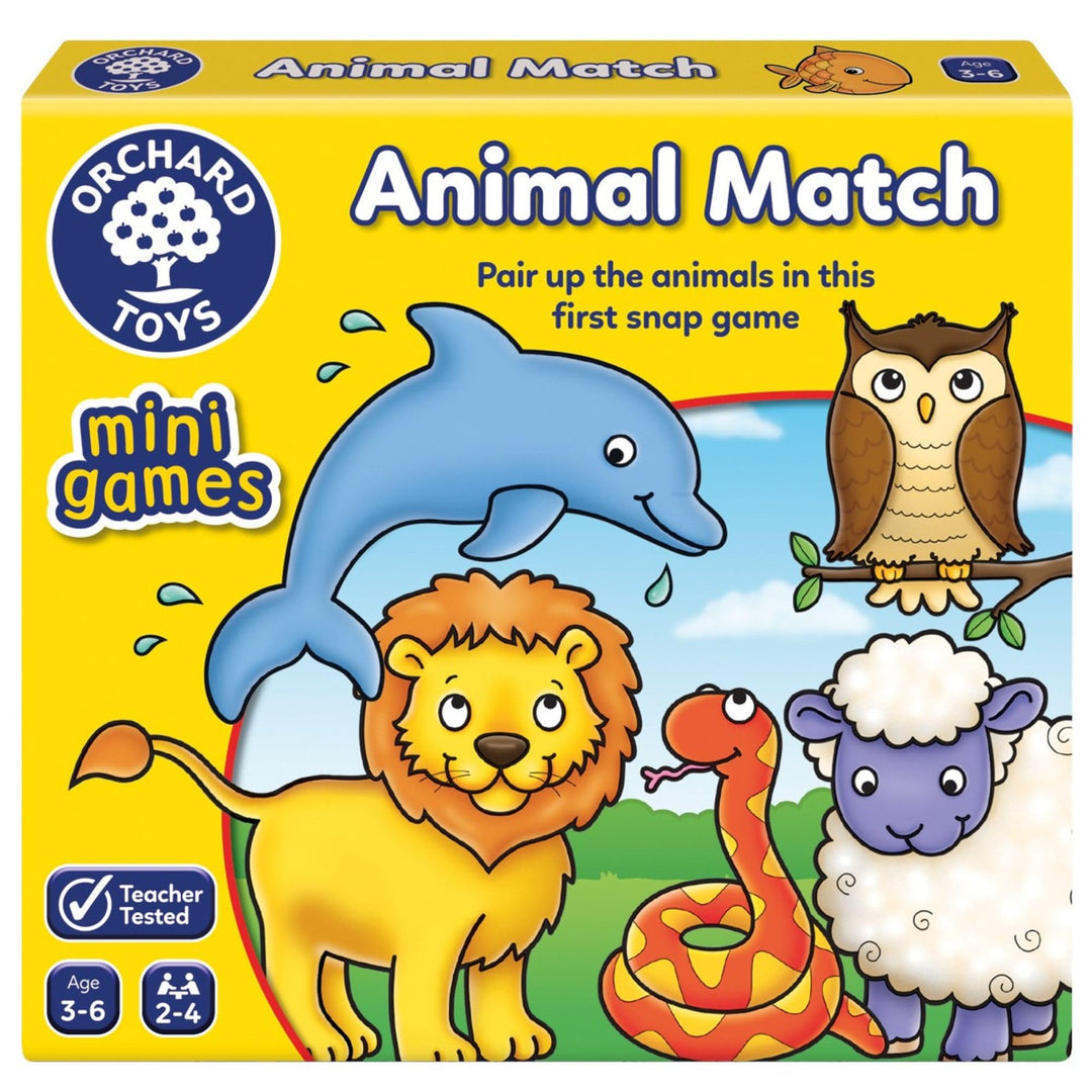 Orchard Toys Animal Match Mini Game - Animal Themed Card Game for Kids, Travel Size