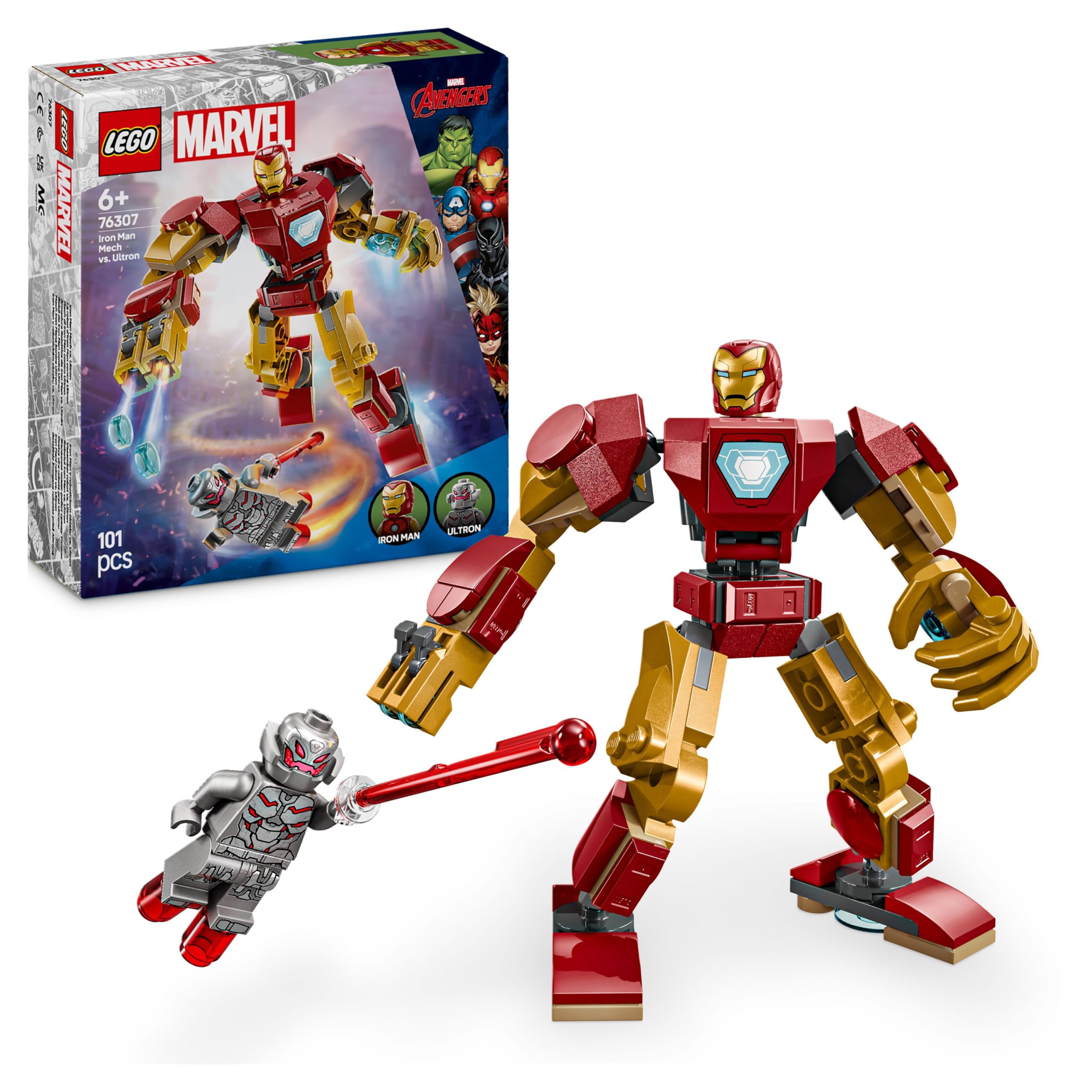 LEGO Marvel Iron Man Mech vs. Ultron Building Set | 2 Minifigures | Ages 6+ 1