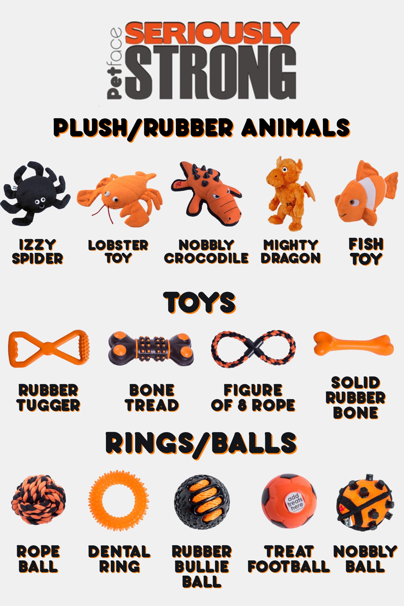 Petface Seriously Strong Figure of 8 Rope Dog Toy - Durable Cotton Blend | Black, Orange 7
