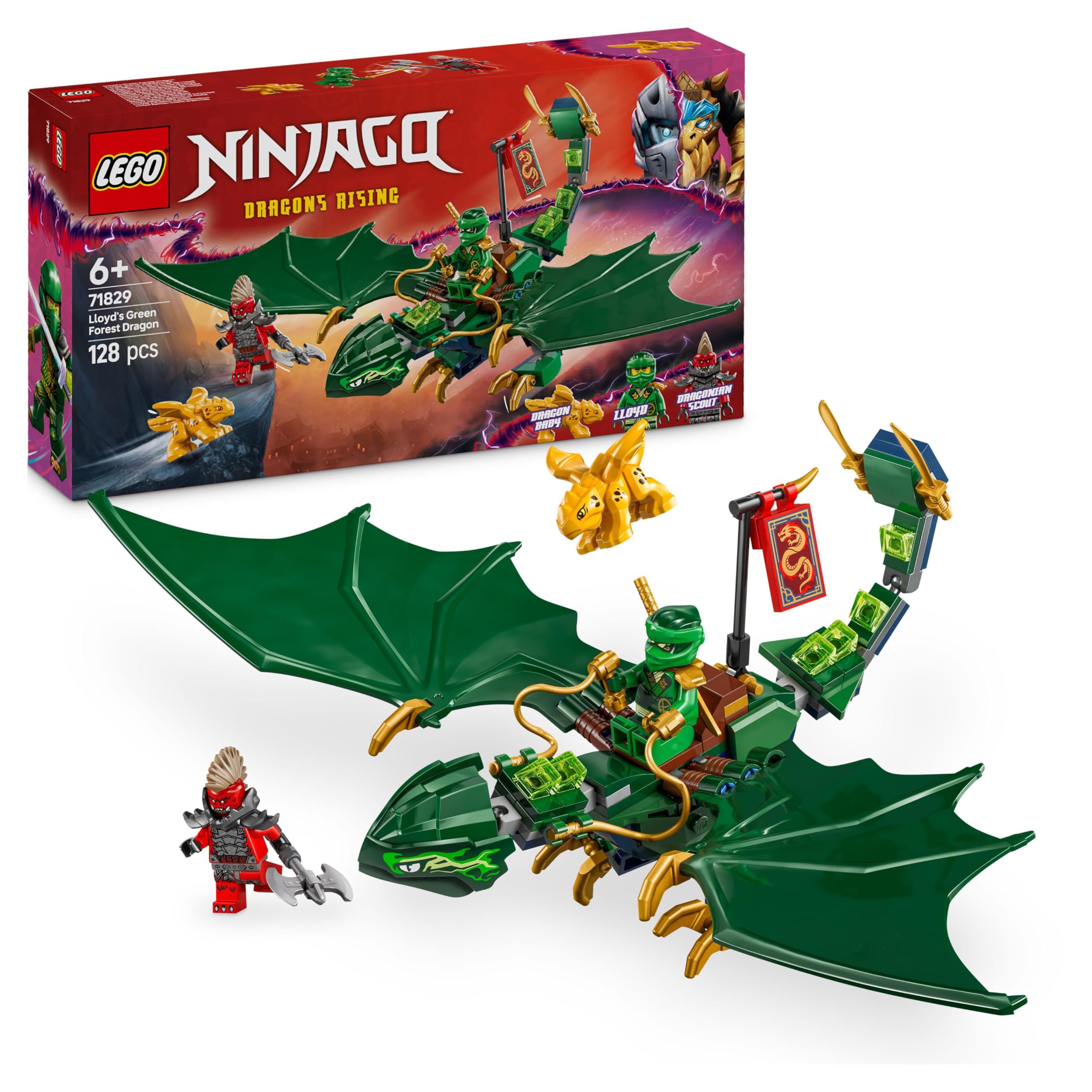 LEGO NINJAGO Lloyds Grüner Walddrache – Bau- und Spielset mit 2 Minifiguren für Kinder ab 6 Jahren