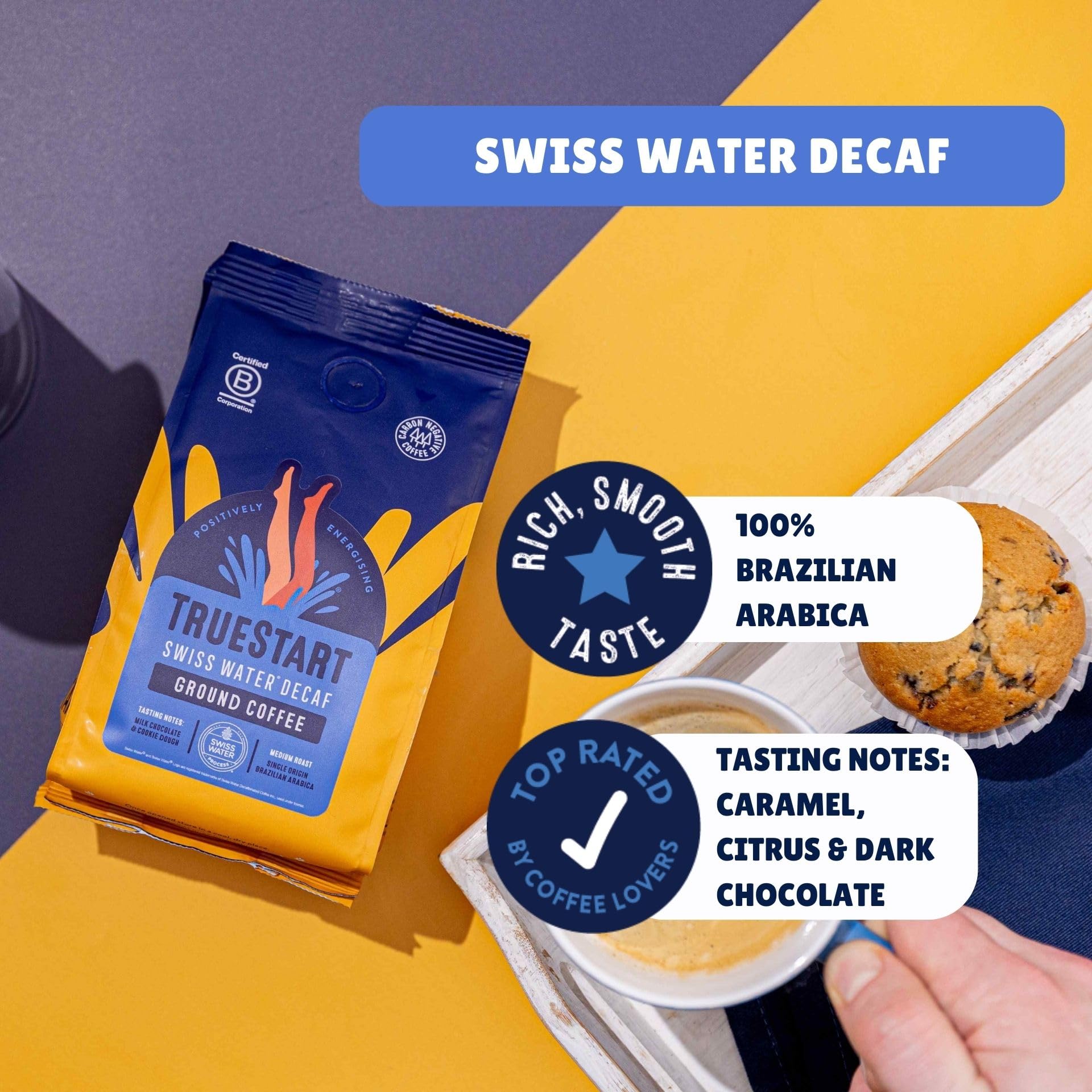 TrueStart Swiss Water Decaf Ground Coffee 200g - Single Origin Arabica 5