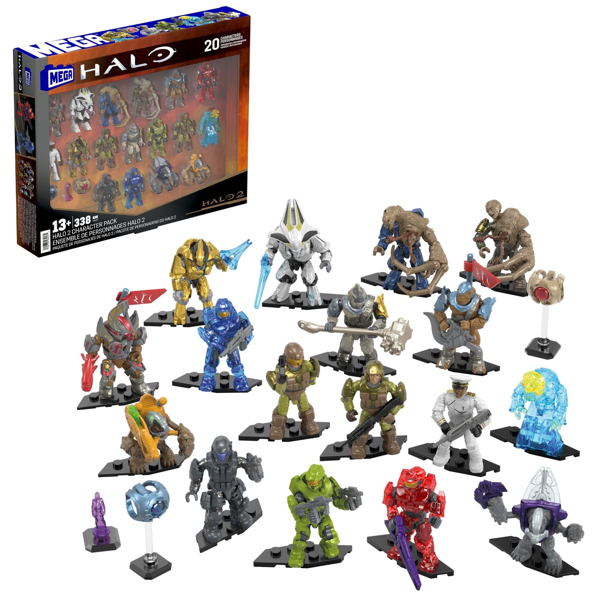 MEGA Halo Action Figures Building Set - 20th Anniversary Halo 2 Character Pack, 328 Pieces 1