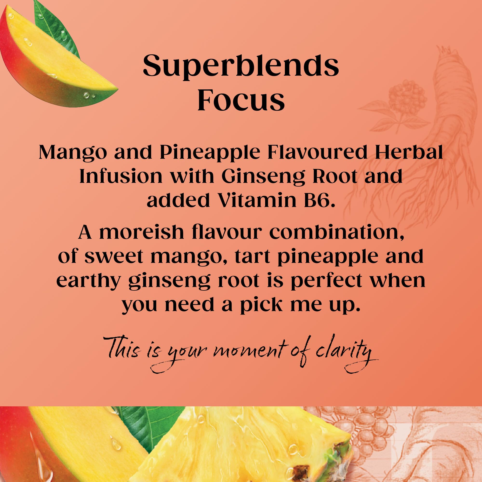 Twinings Superblends Focus Herbal Tea - Mango & Pineapple Infusion with Ginseng & Vitamin B6, 80 Biodegradable Tea Bags 7