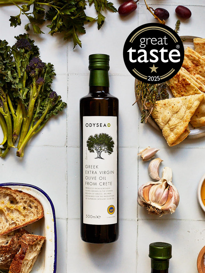 Odysea PGI Extra Virgin Olive Oil, Cold-Extracted Koroneiki Olives, Chania Crete, 750ml Glass Bottle
