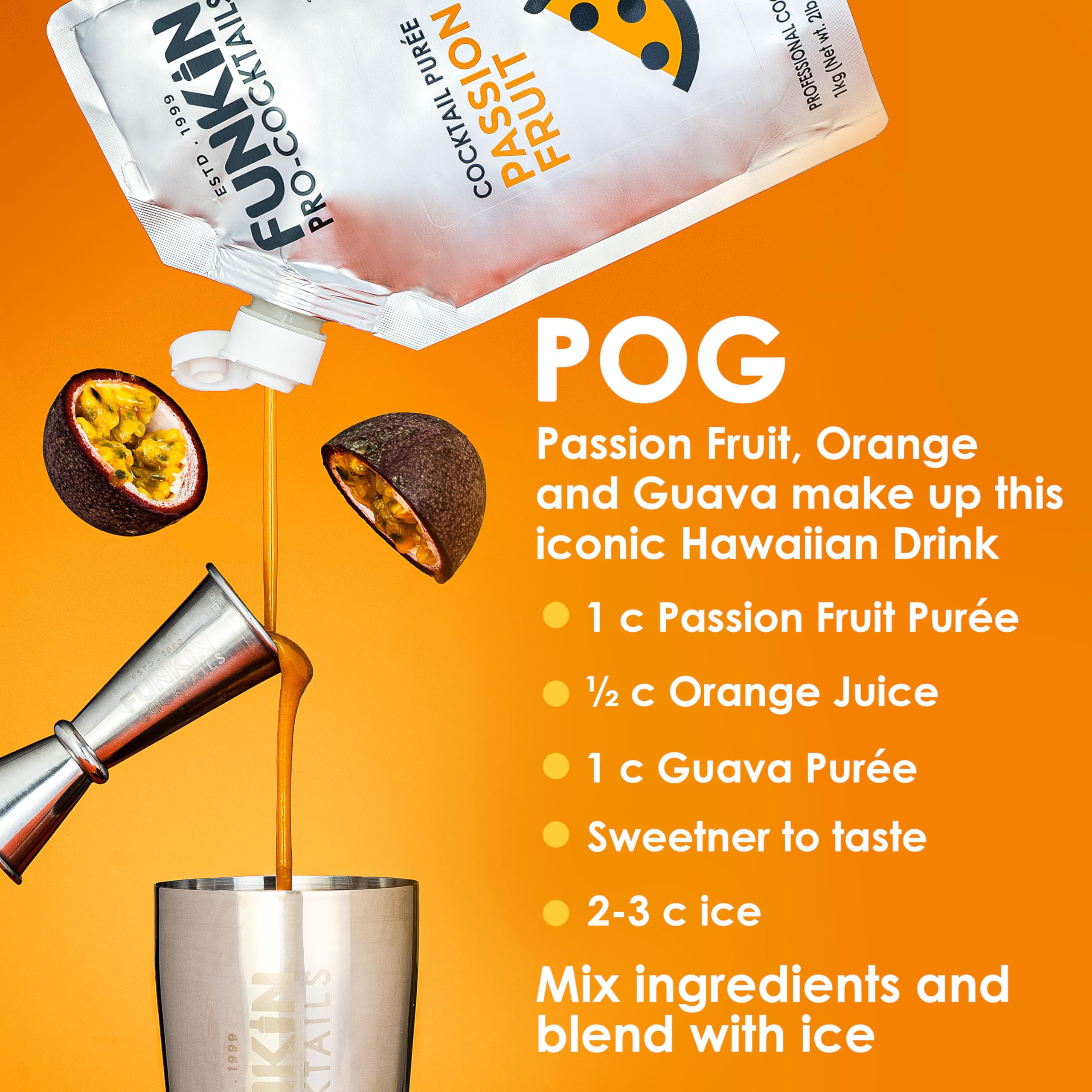 Funkin Passionsfruchtpüree Cocktailmixer 1 kg | Hergestellt mit echter Passionsfrucht | Natürliche Zutaten 7