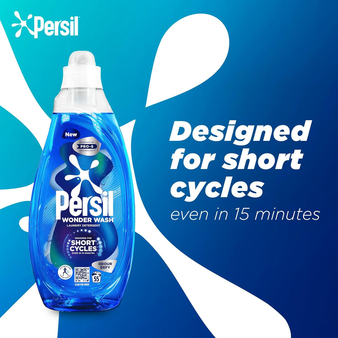Persil Wonder Wash Odour Defy Bio Liquid Laundry Detergent 1.485 L (55 Washes)