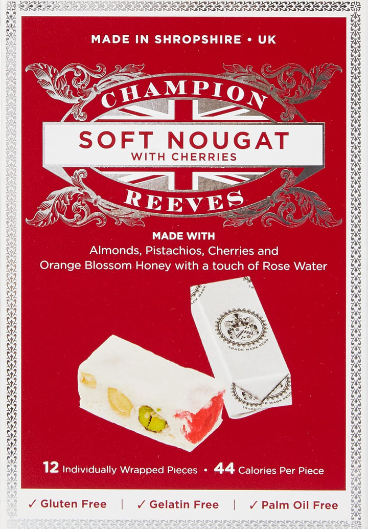 Champion & Reeves Soft Nougat with Italian Cherries, Roasted Pistachio & Blanched Almonds - 12 Count