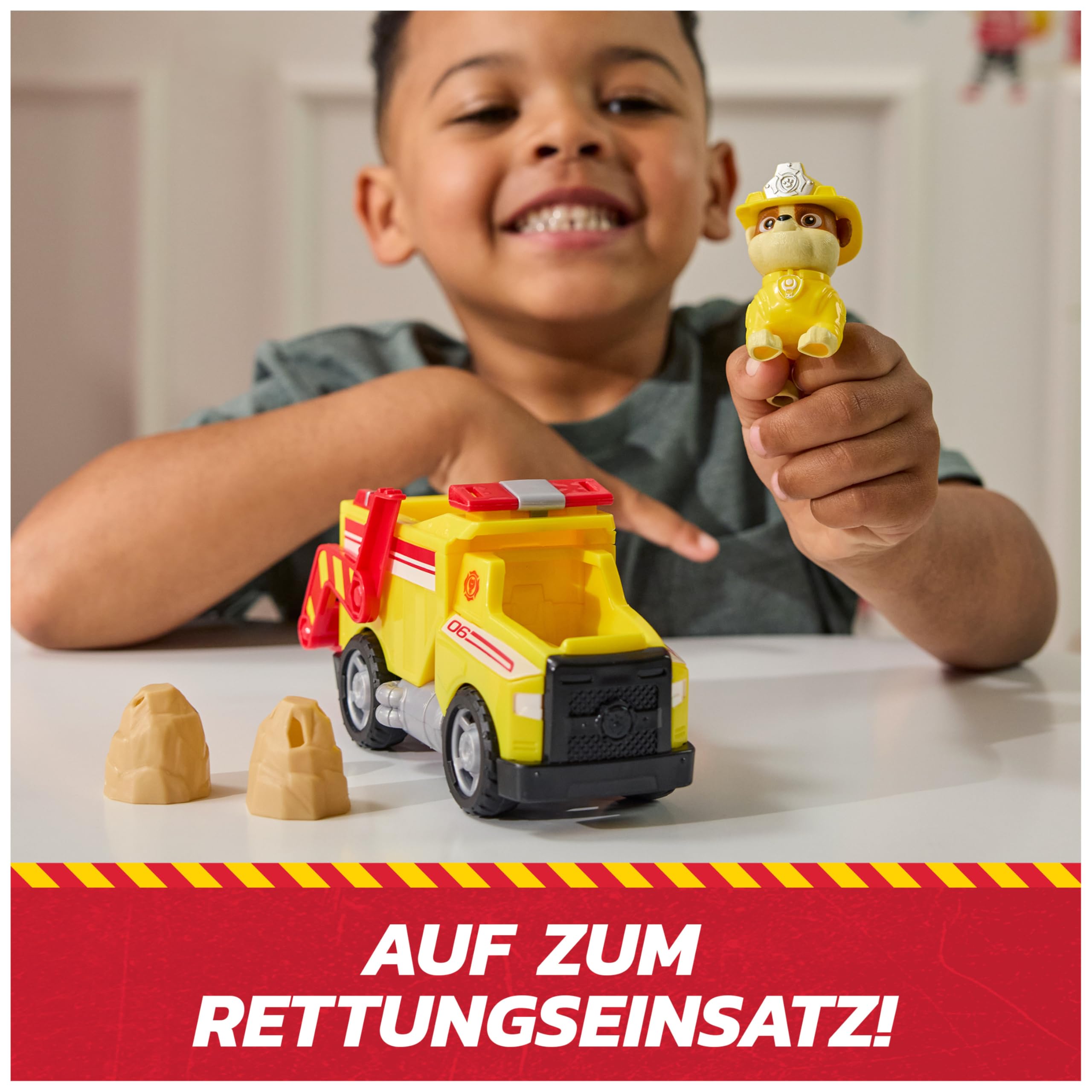 Paw Patrol Rubble Rescue Fire Dump Truck - 20.3 cm Vehicle with 5 cm Rubble Figure | Ages 3+ 7