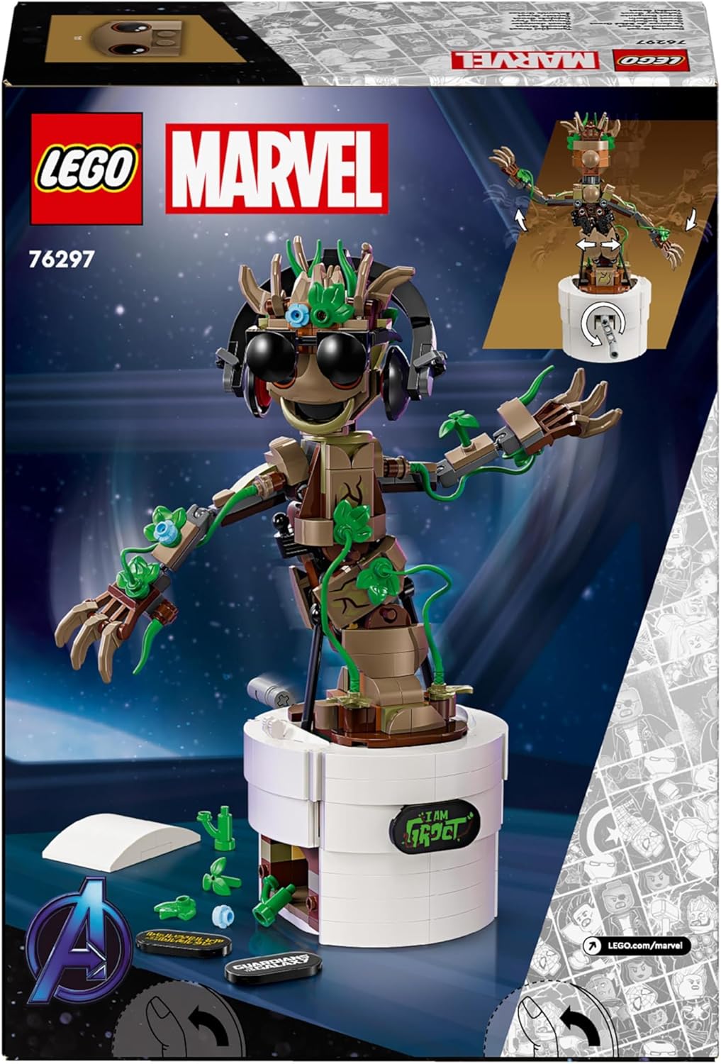 LEGO Marvel Dancing Groot Buildable Action Figure - Interactive Posable Toy with Handle-Activated Dance Function
