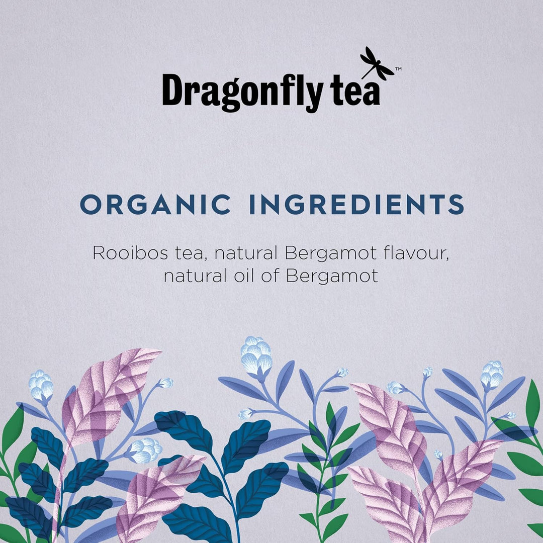 Dragonfly Earl Grey Rooibos Tea | Organic Caffeine-Free Tea | Pack of 160 Bags (4 x 40)