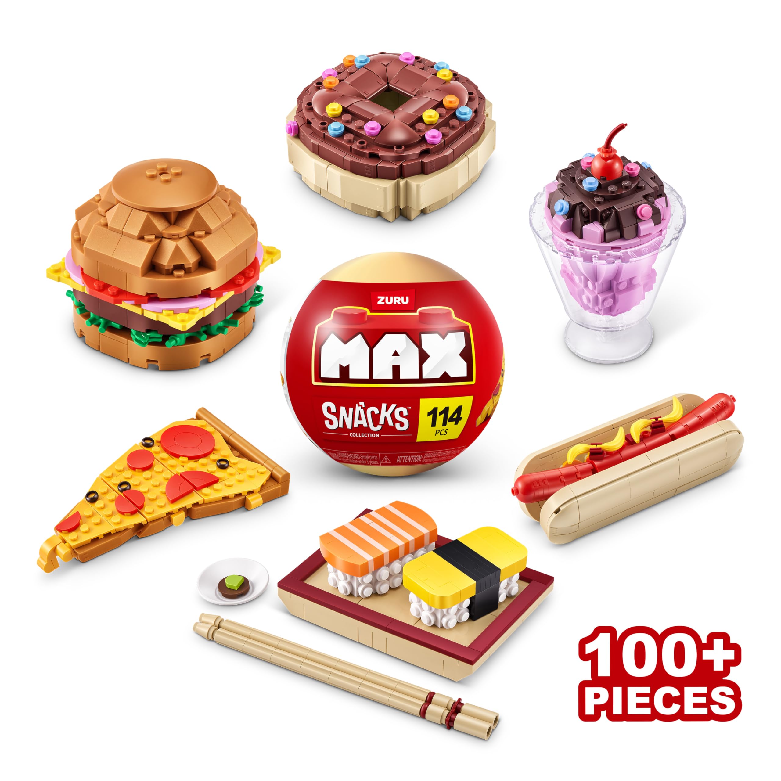 MAX Premium Snacks Building Bricks - Hotdog Collectible Mini Playset for Ages 3+ 6