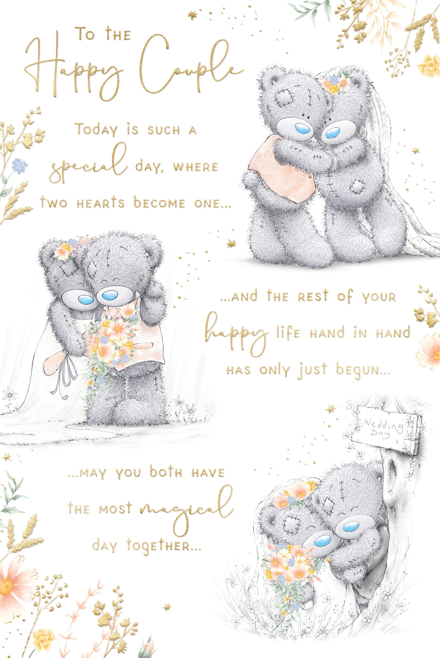 Me To You Bear Tatty Teddy Wedding Day Card - 6 x 9 Inches | Gold Foil Detail | Hand Finished