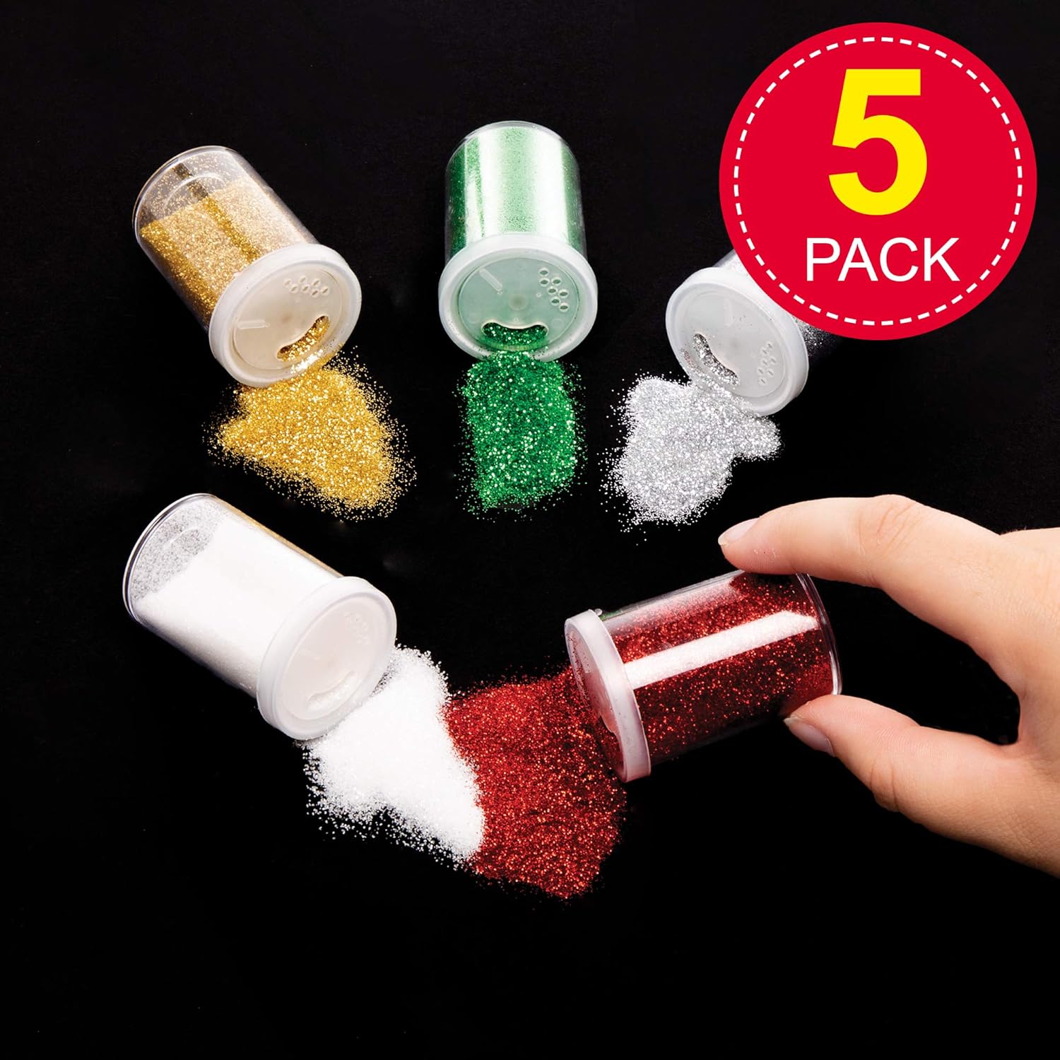 Baker Ross AW922 Christmas Glitter Shakers - Festive Arts & Craft Supplies (Pack of 5) 2