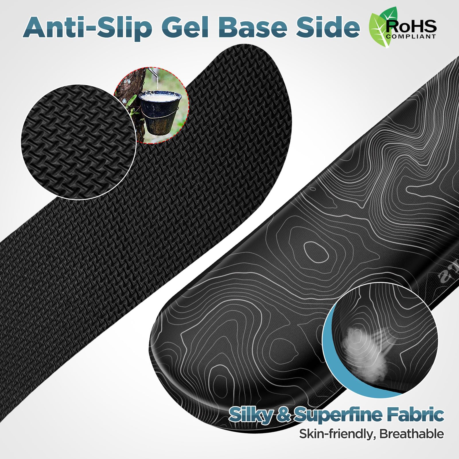 Gimars Silky Gel Memory Foam Wrist Rest for Keyboard and Mouse | 3CM Ultra Thick Ergonomic Support 3