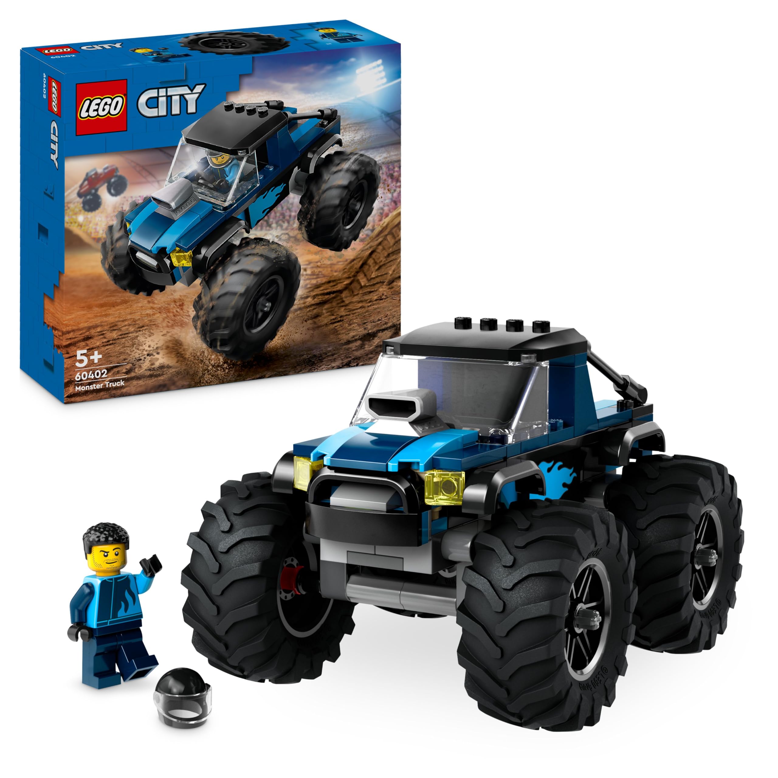 LEGO City Blue Monster Truck Toy Set 60402 | Ages 5+ | Includes Driver Minifigure