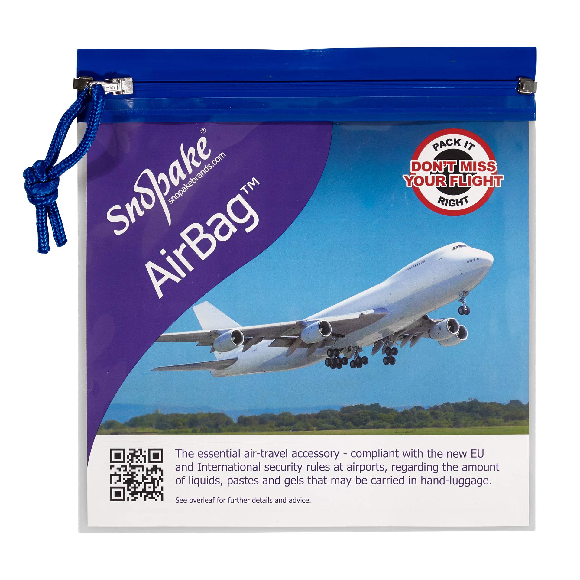 Snopake Flight AirBag Zippa-Bag - Clear/Assorted Blue & Yellow Zip Strips | 200 x 200 mm | Pack of 5 5