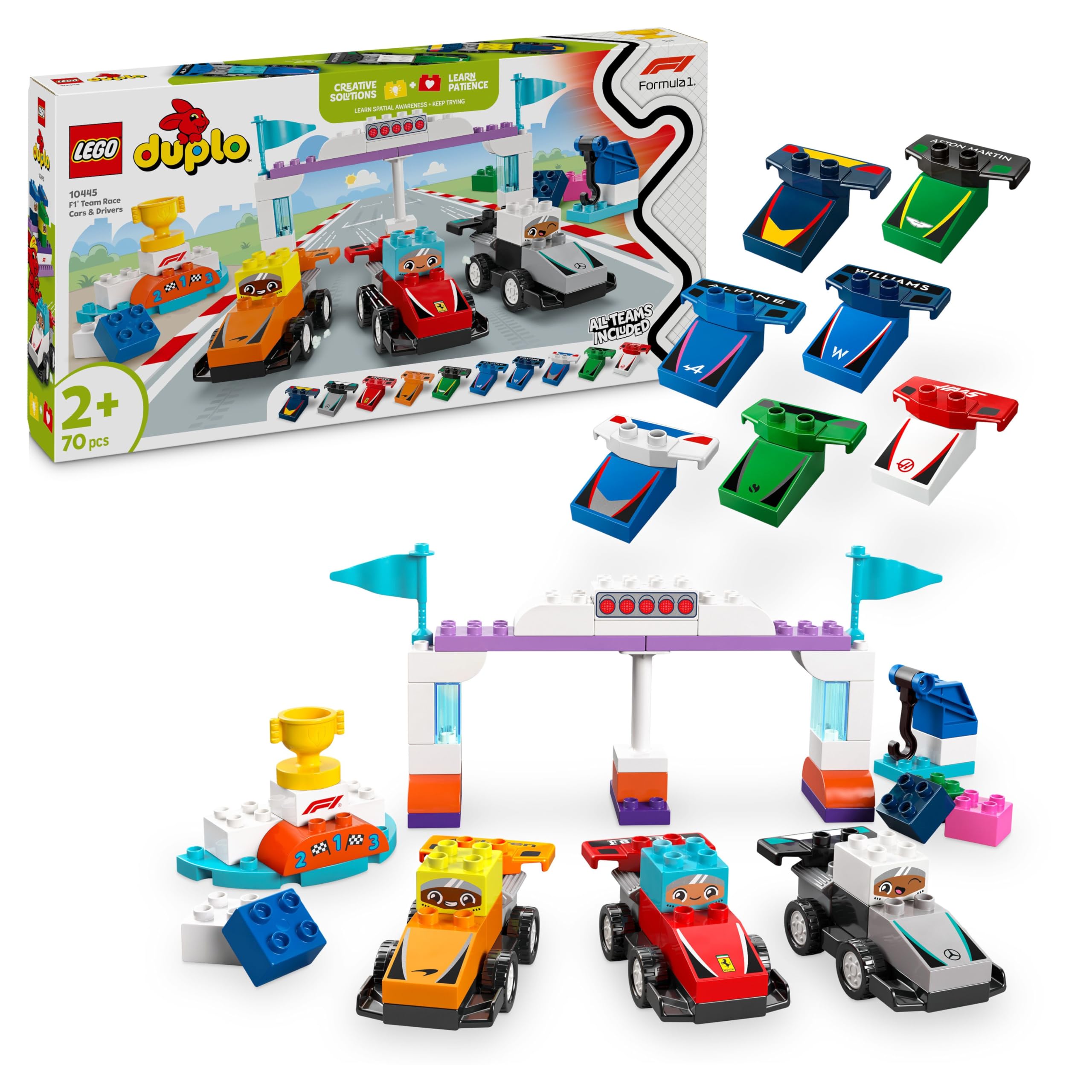 LEGO DUPLO Town F1 Team Race Cars & Drivers Building Set 10445 for Ages 2+