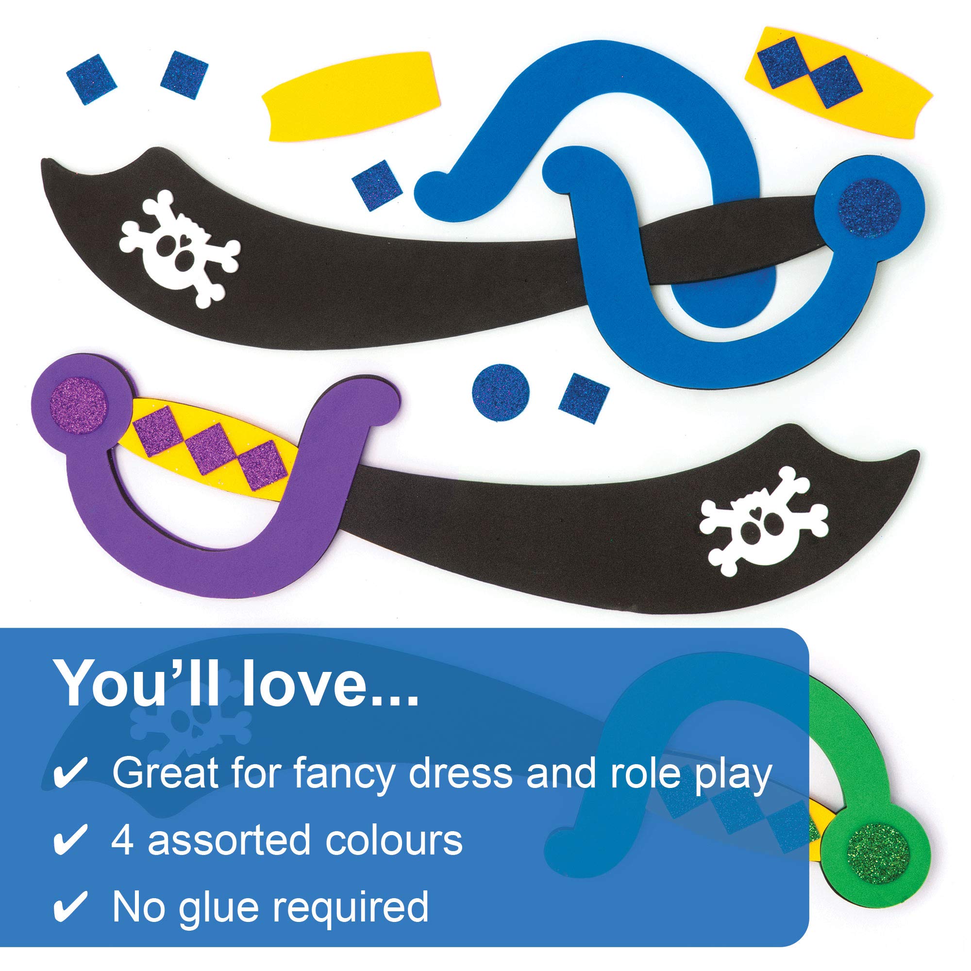 Baker Ross Pirate Sword Kits - Make Your Own Foam Swords | Pack of 4 | Ages 3+ 3