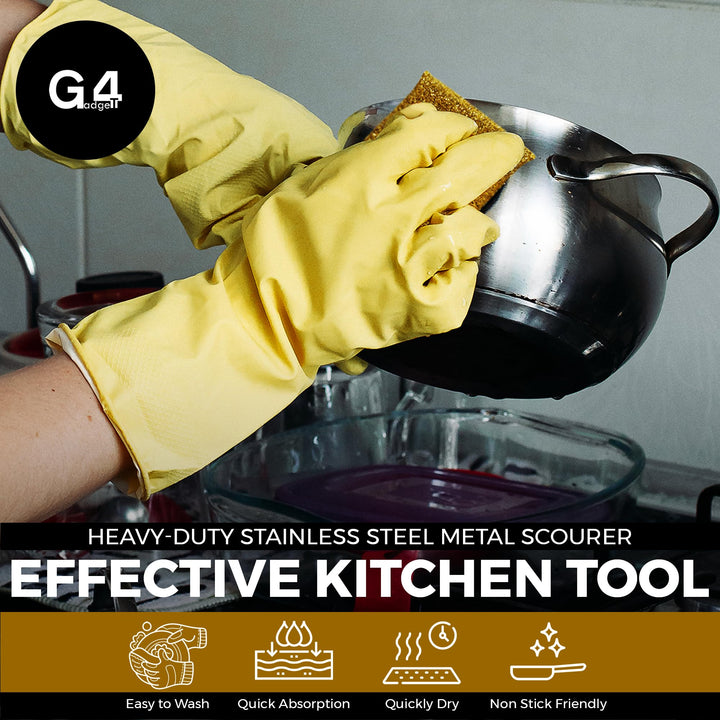 G4GADGET - 6 Pack Metallic Scouring Pads Non-Scratch Kitchen Scrubber