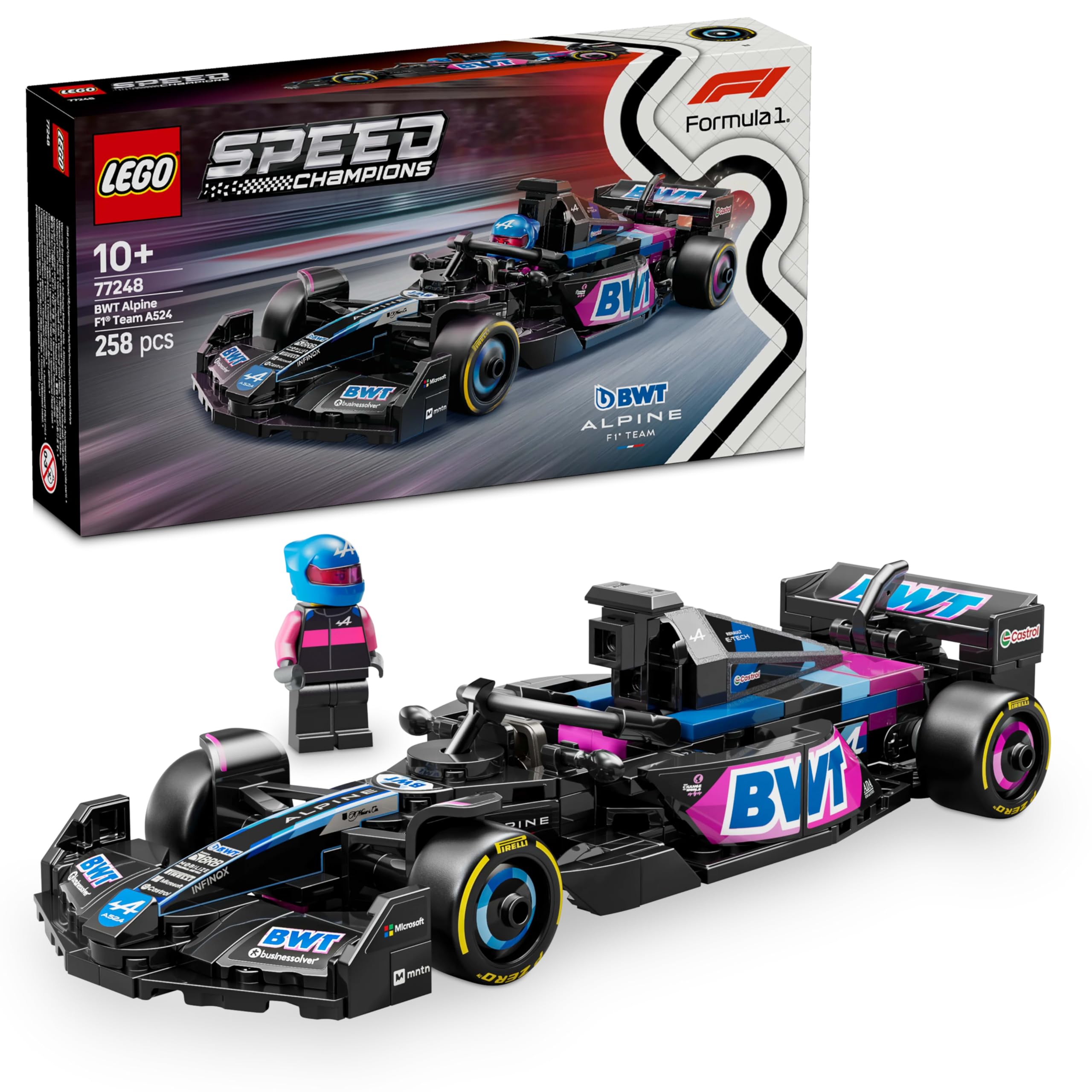 LEGO Speed Champions BWT Alpine F1 Team A524 Race Car Toy - Building Set for 10+ with Minifigure 16