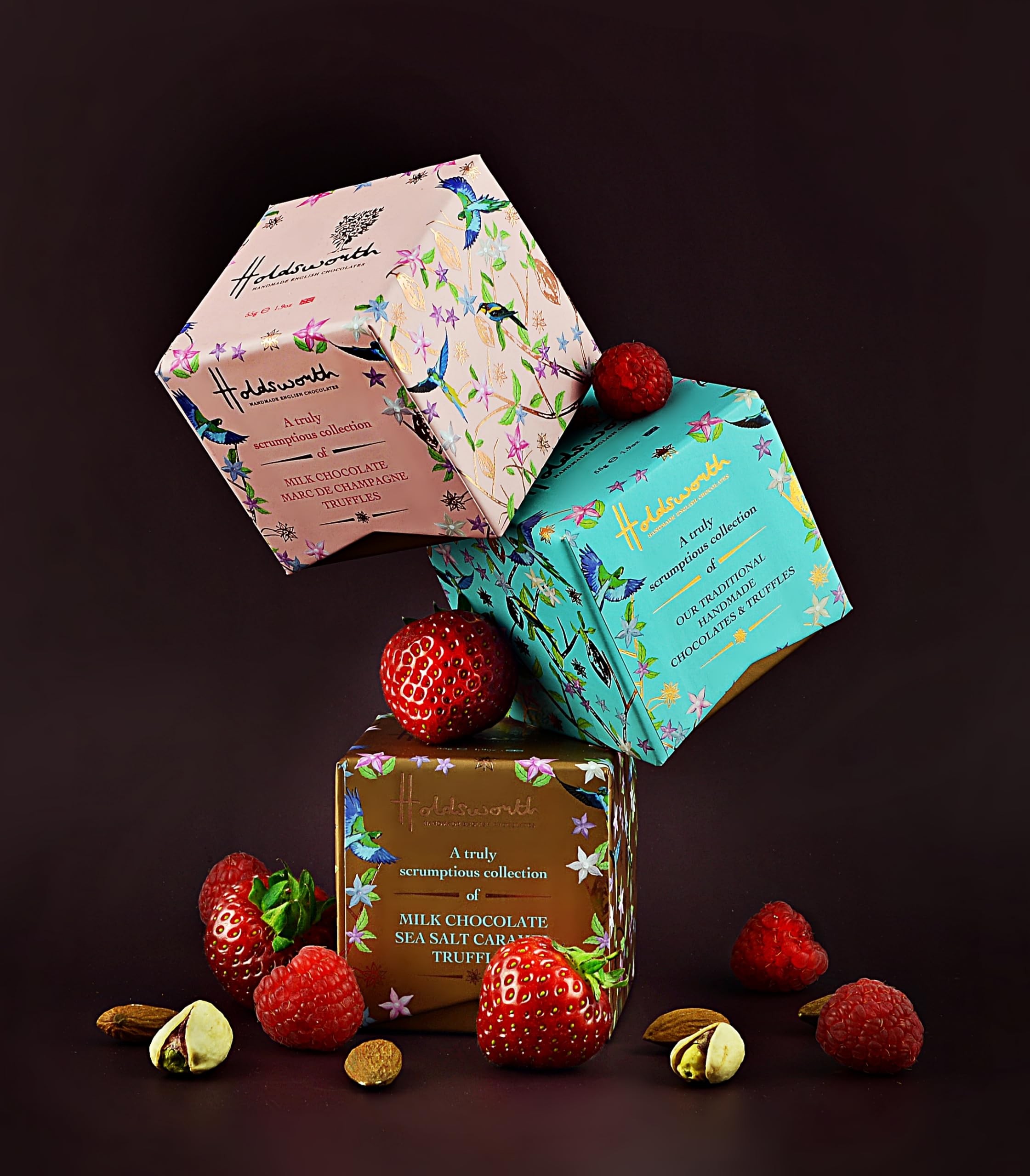 Holdsworth Chocolates - Marc de Champagne Handmade Truffles Milk Chocolate Treat Box 6
