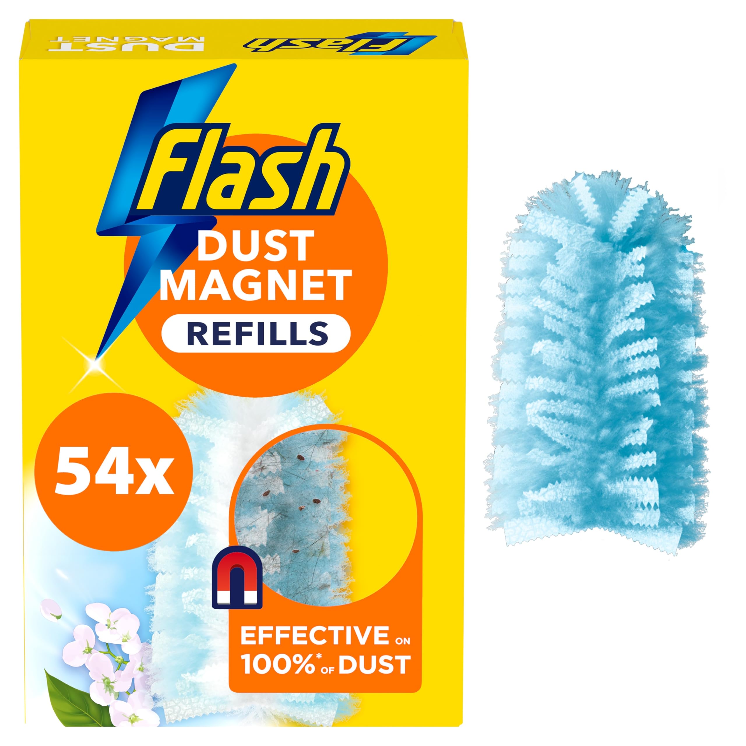 FLASH Dust Magnet Duster Refills - 54 Scented Refills for Trap & Lock Cleaning | Pet Hair Removal