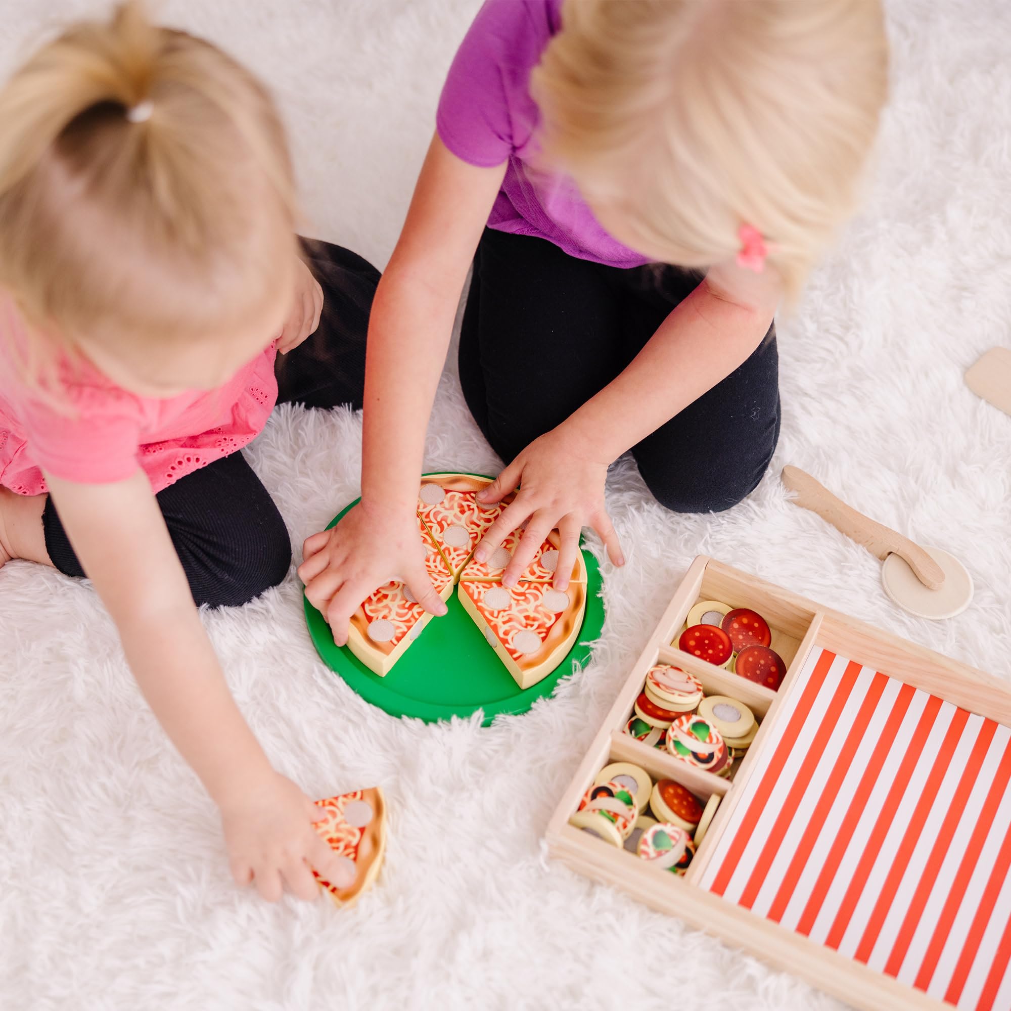 Melissa & Doug Wooden Pizza Party Play Set - Pretend Play Food for Ages 3+ 6