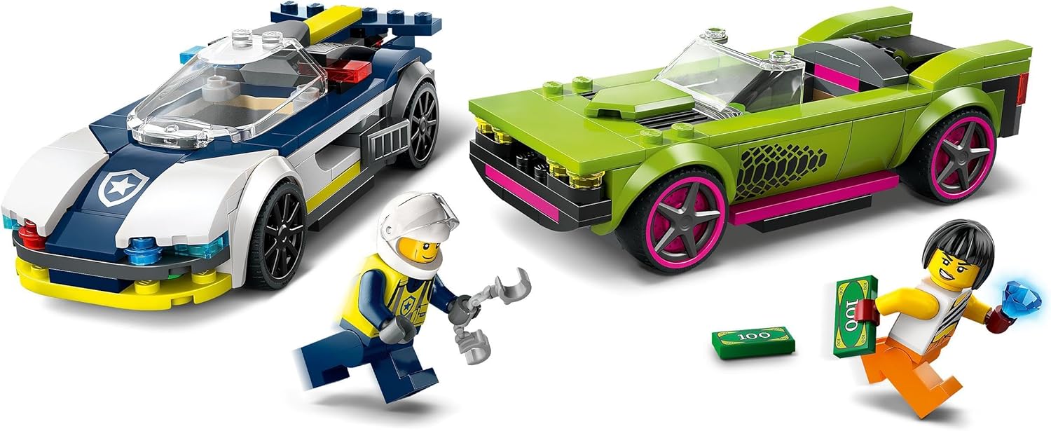 LEGO City Police Car and Muscle Car Chase Playset - Police Vehicle Toy for Kids 6+ 4