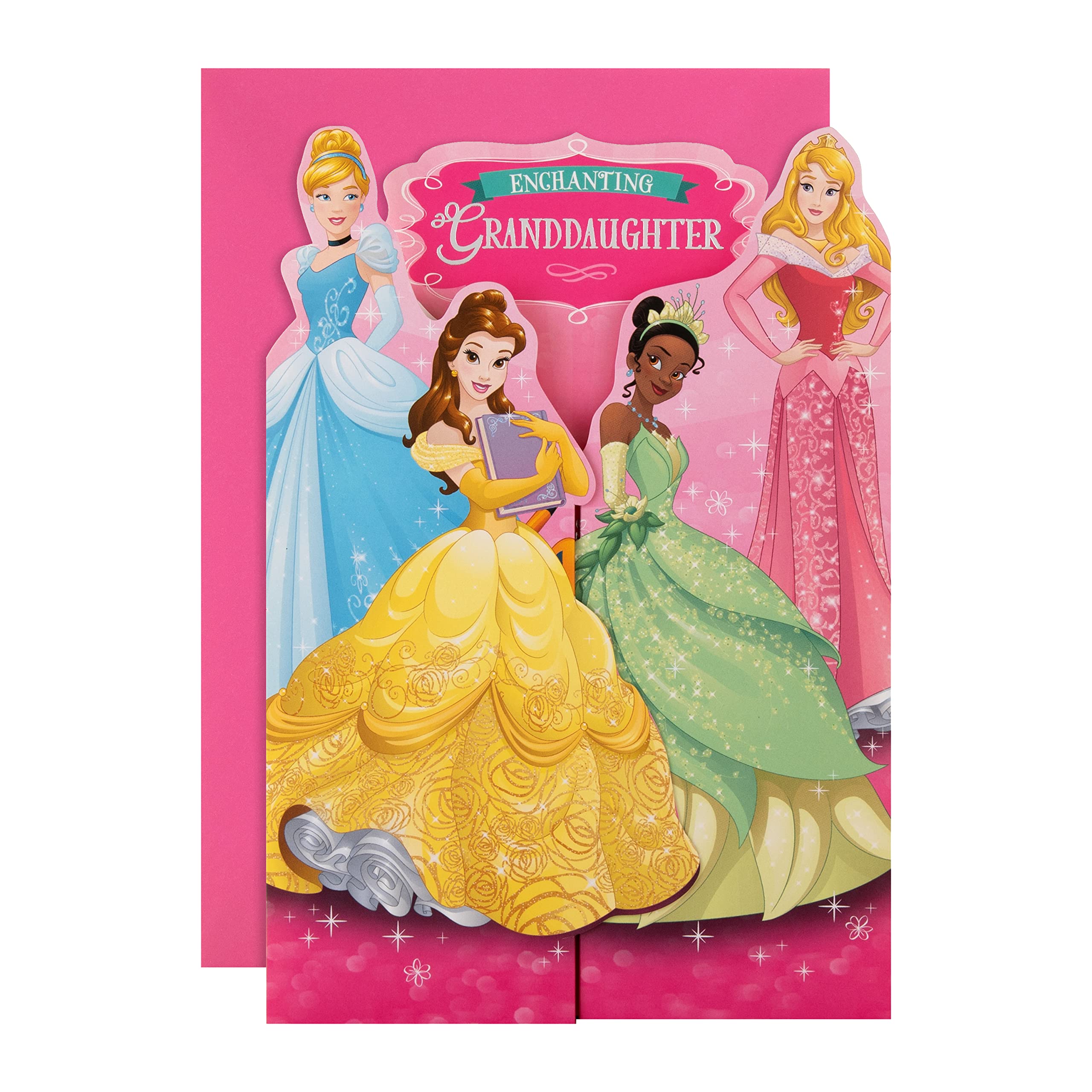 Hallmark Disney Princess Birthday Card for Granddaughter | Gate Fold, Silver Foil | 22.8cm x 15.9cm