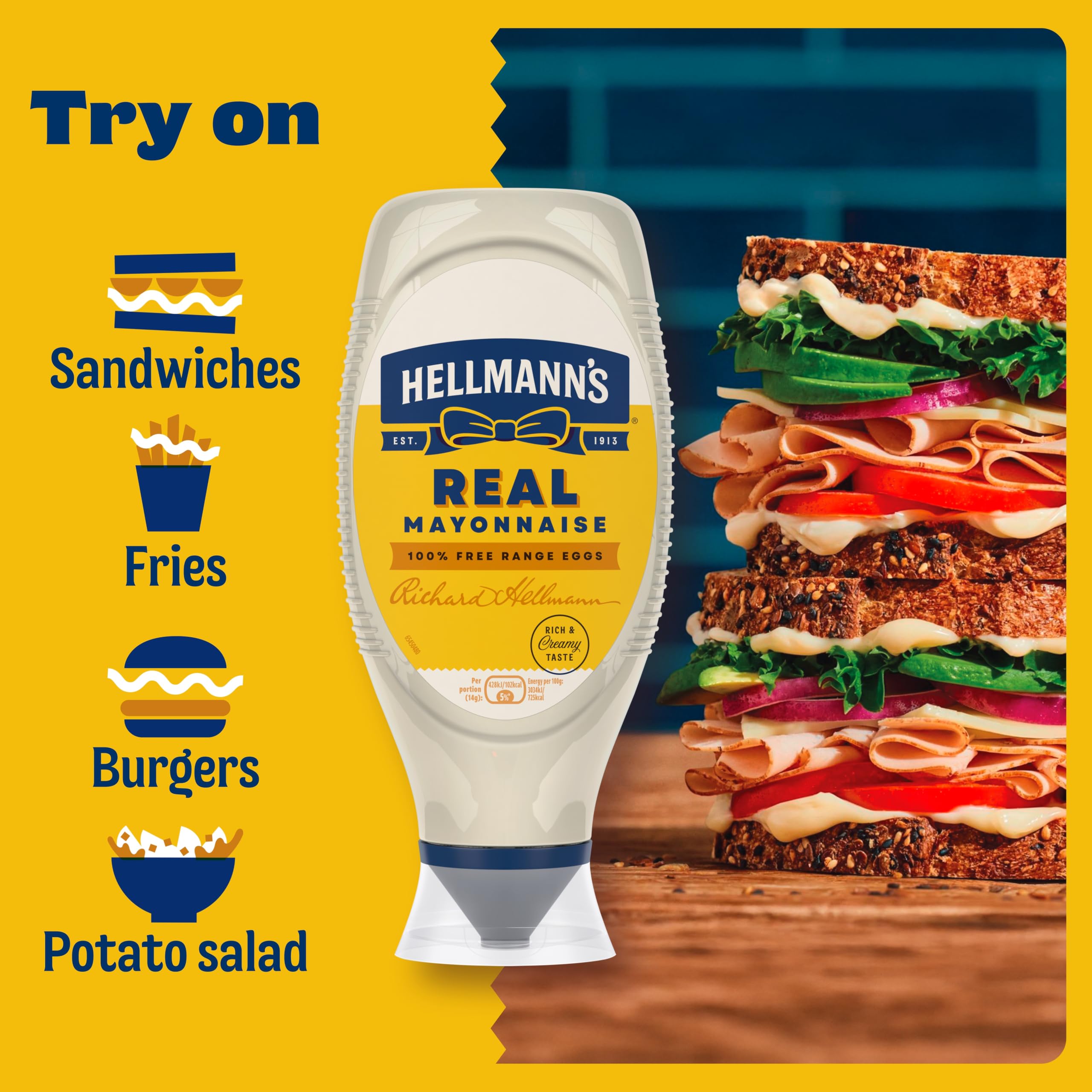 Hellmann's Real Mayonnaise - Creamy Texture, 750ml Squeeze Bottle 6