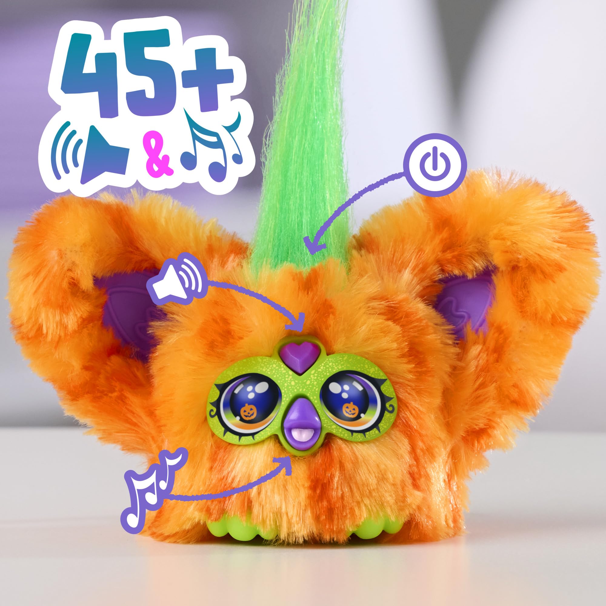Furby Boo-Kin Mini Interactive Plush Toy with 45+ Sounds & Spooky Autumn Tunes 6