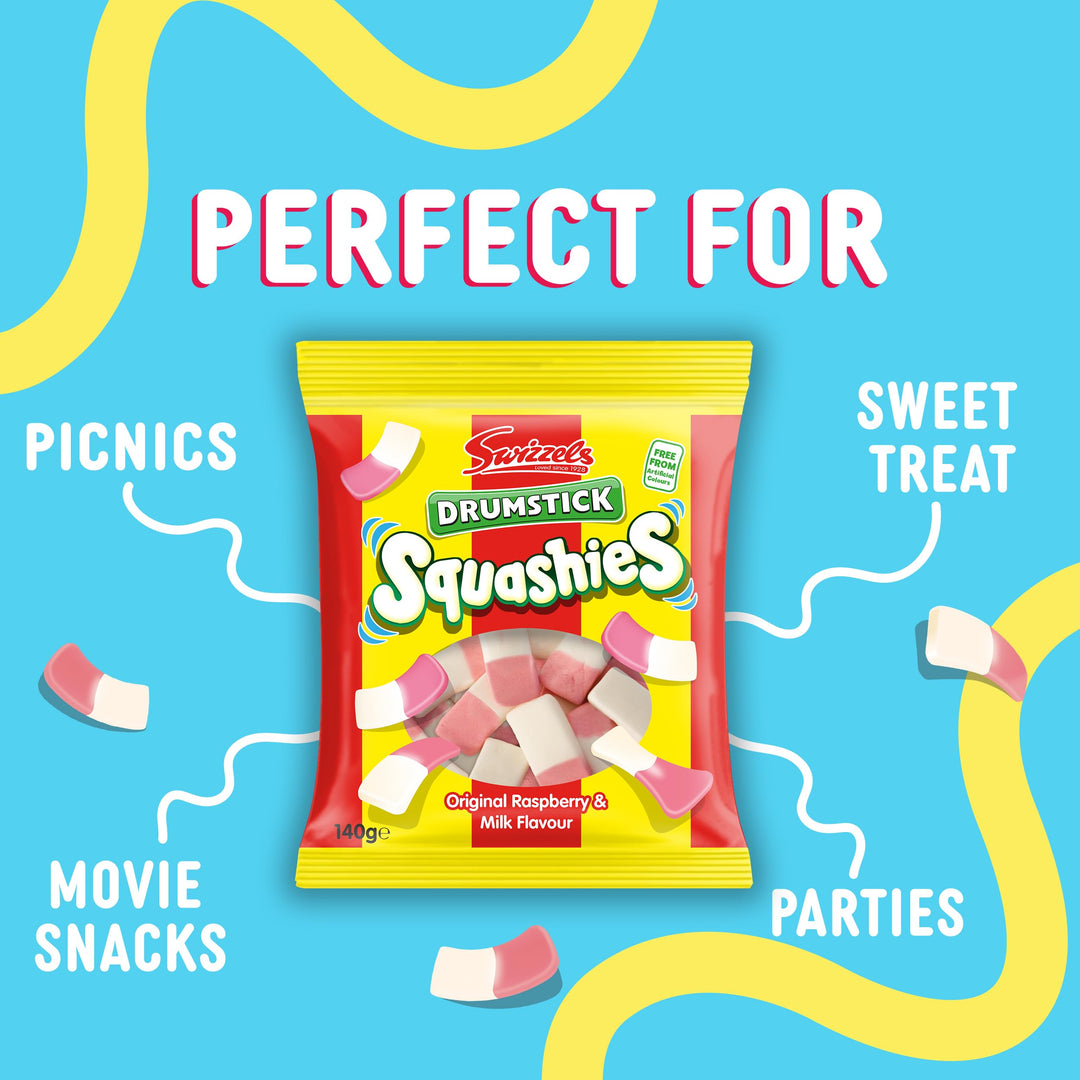 Swizzels Drumstick Squashies Original Sweets - Raspberry 140g