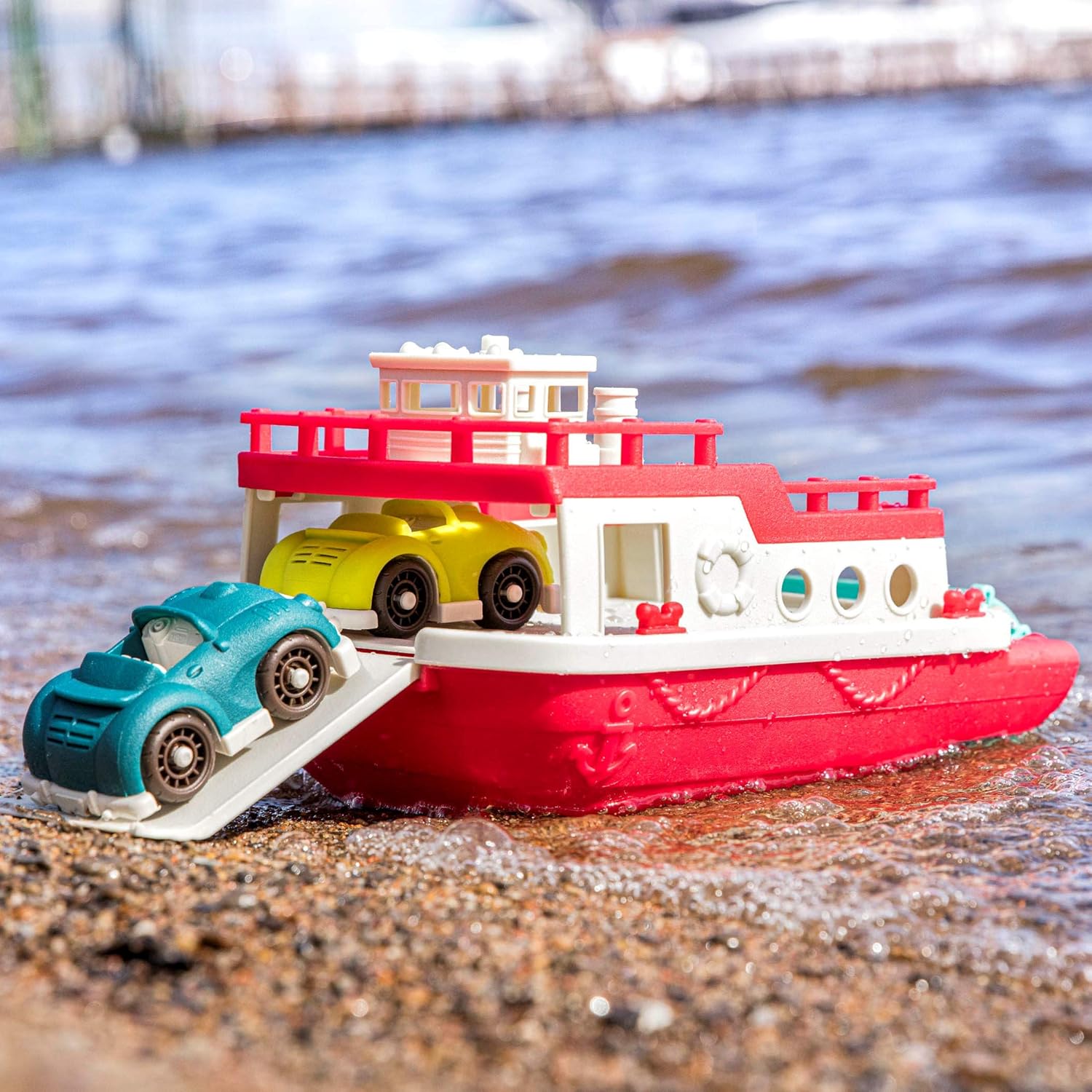 Wonder Wheels by Battat VE1059Z Ferry Floating Bath Toy Boat with Cars - Floating Playset for Toddlers 12 Months and Up 8