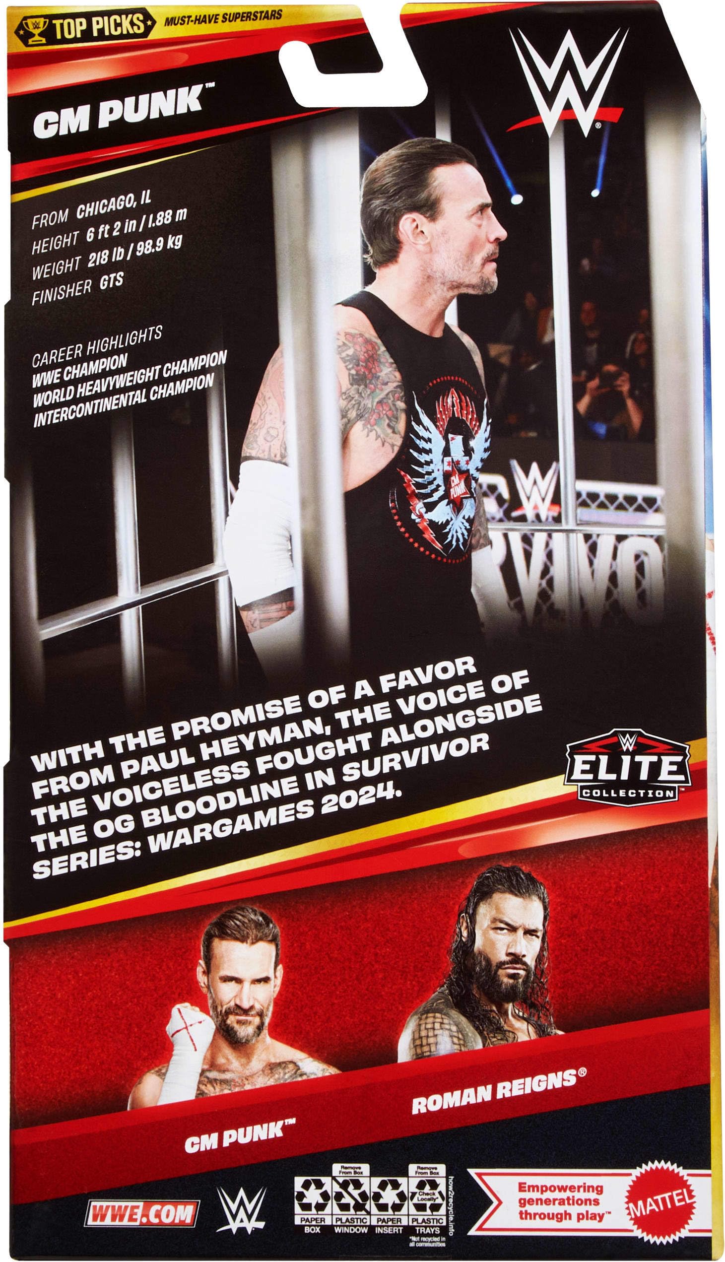 Mattel WWE Elite Collection CM Punk Action Figure | 6-inch Scale | 25 Points of Articulation 6
