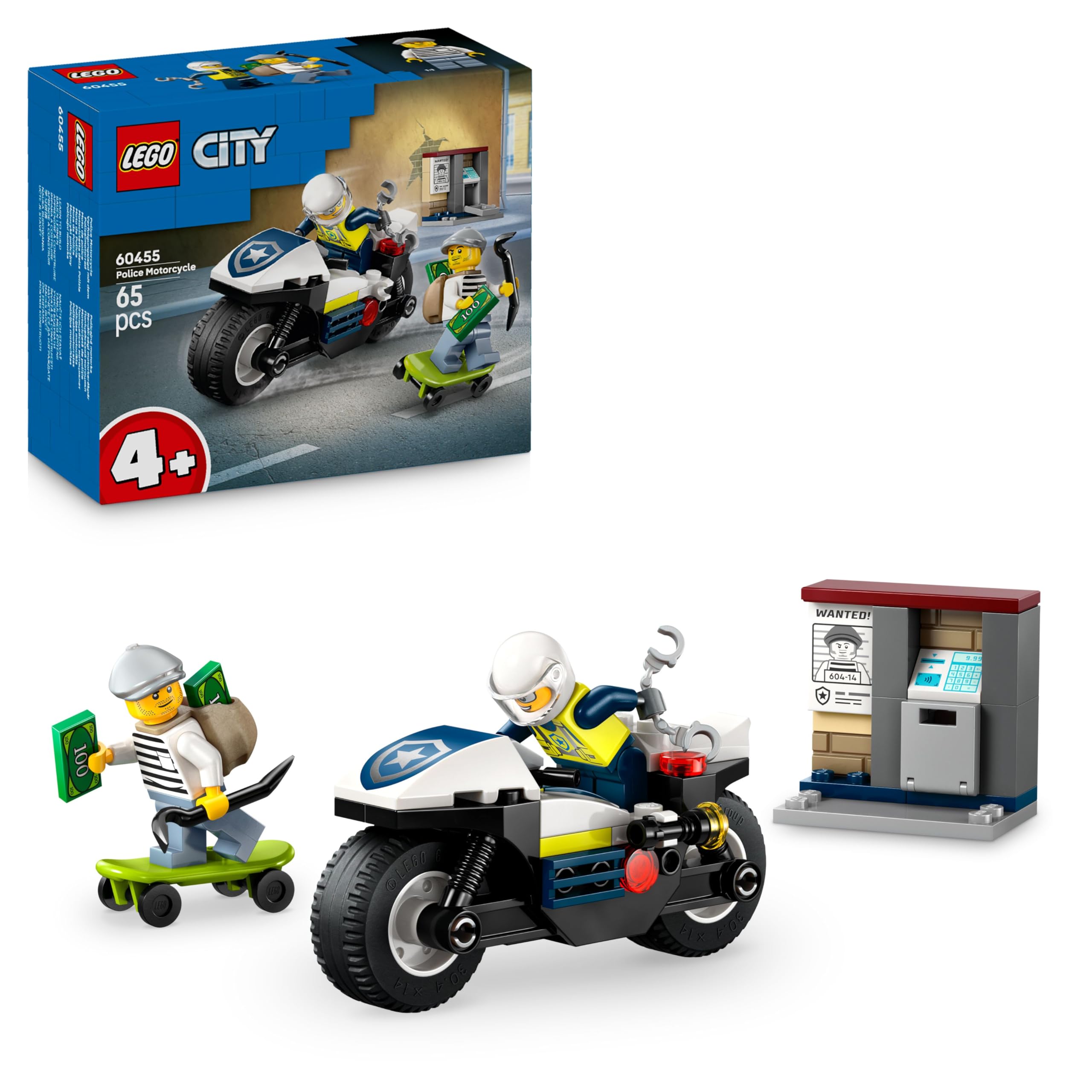 LEGO City Police Motorcycle Chase Set - Building Toy with Motorbike, 2 Minifigures, 65 Pieces for Ages 4+ 1
