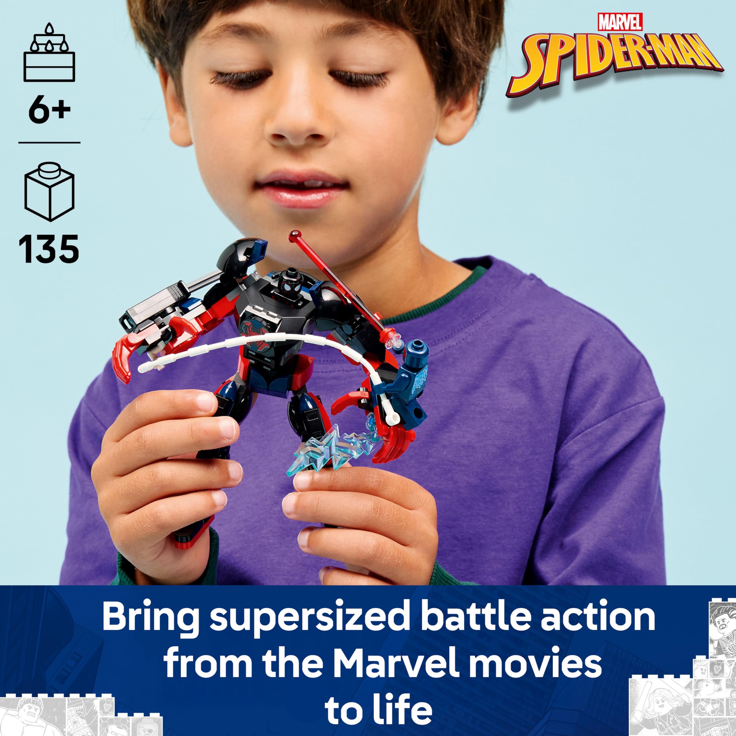 LEGO Marvel Miles Morales Mech vs. Spider-Man 2099 Building Set | Ages 6+ 2