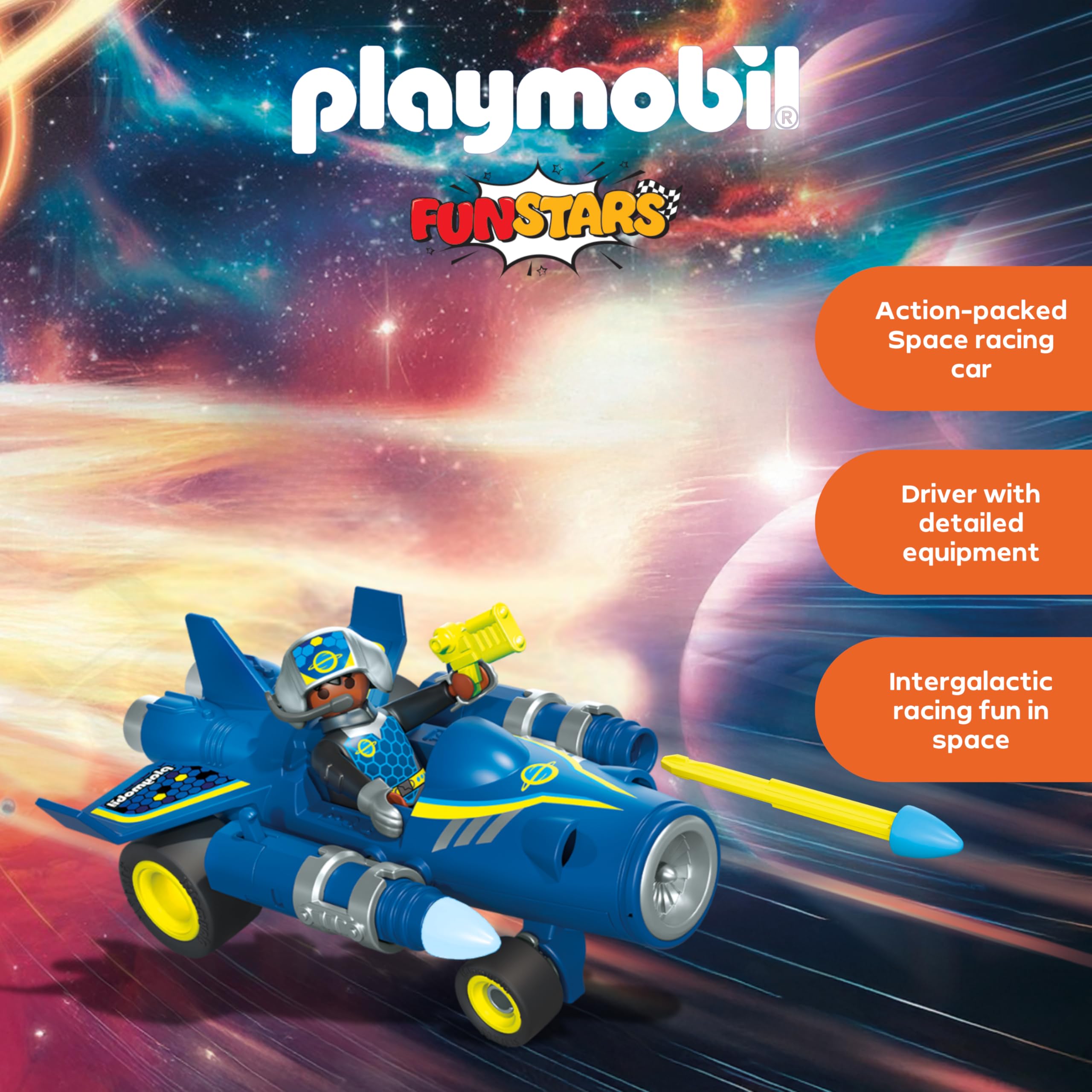 Playmobil Fun Stars Racing Space Jet - Pull-back Motor, Shooting Function | Ages 4+ | Model 71719 3