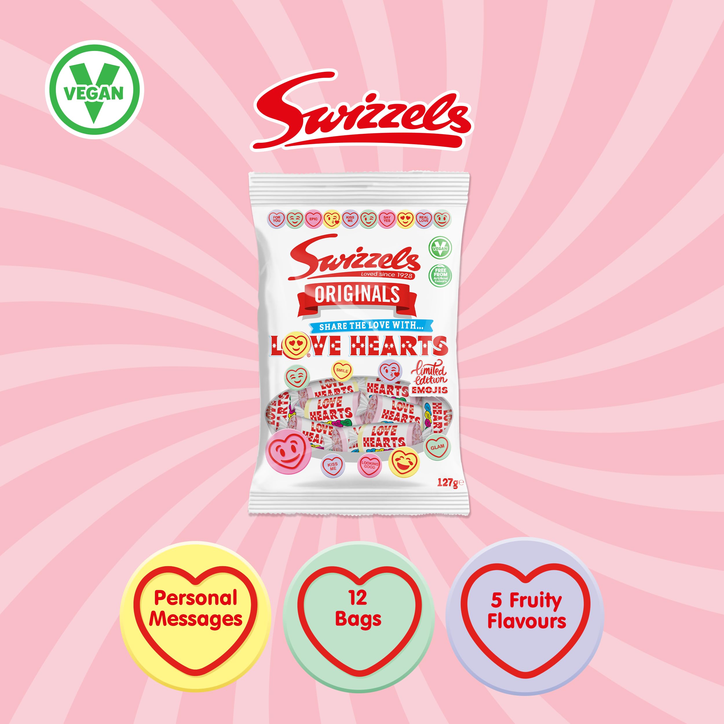 Swizzels Original Love Hearts – Fruchtige Brausebonbons mit süßen Botschaften 5
