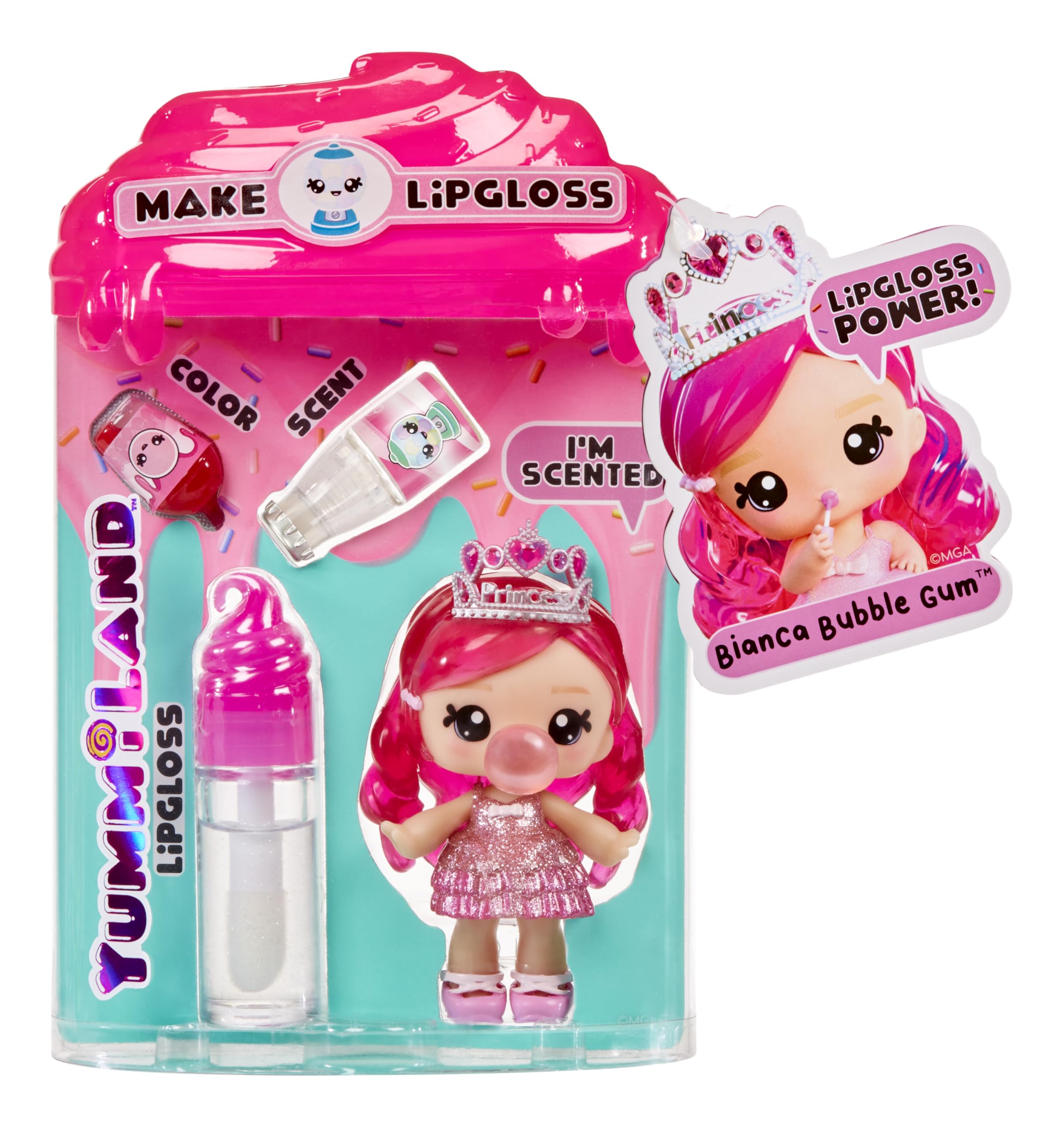 Yummiland Lipgloss-Puppe – Bianca Bubblegum – Duftende DIY-Lipgloss-Puppe mit anpassbarer Mode und Accessoires 5