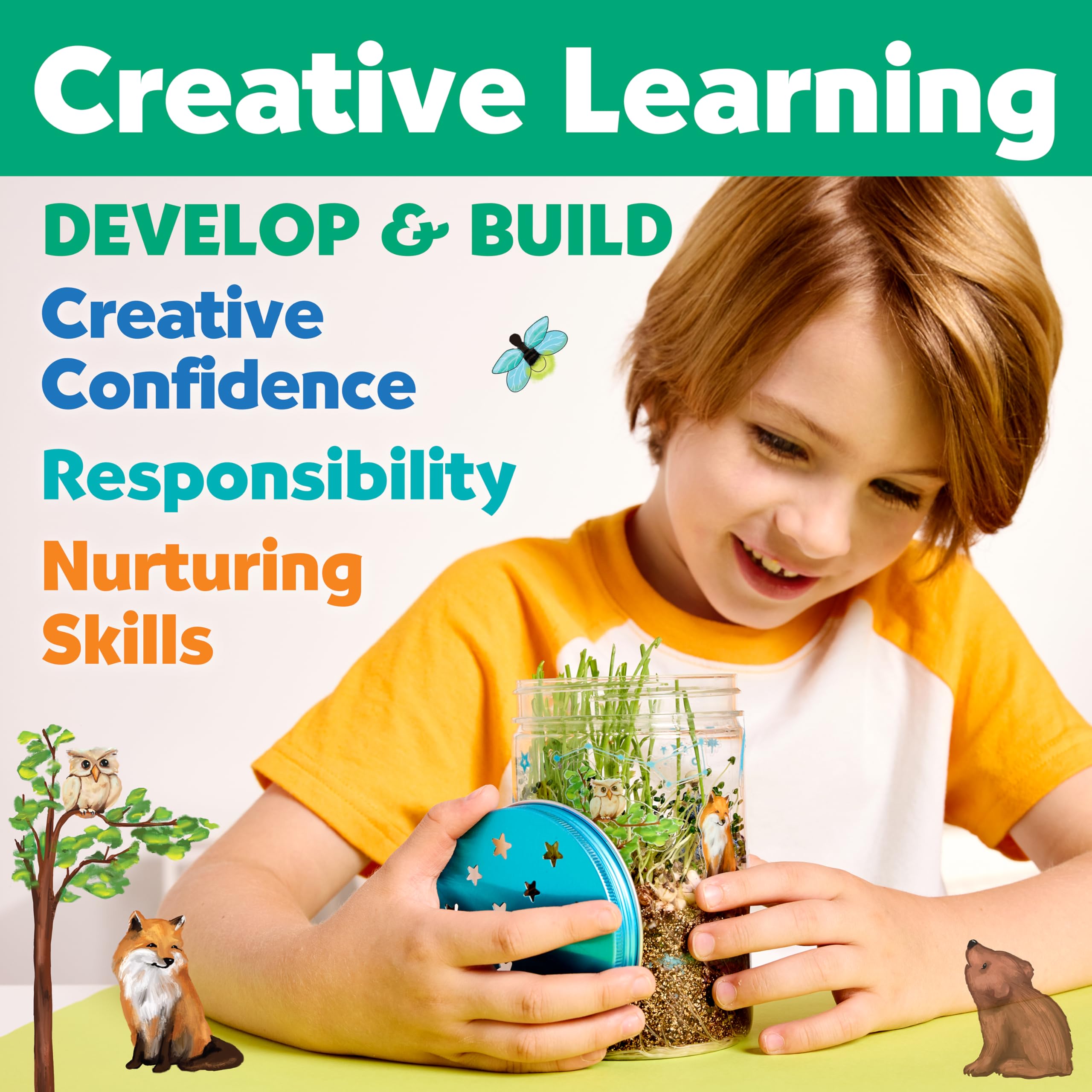 Creativity for Kids Grow 'N Glow Terrarium Kit - DIY Miniature Garden with Glow-in-the-Dark Stickers 6